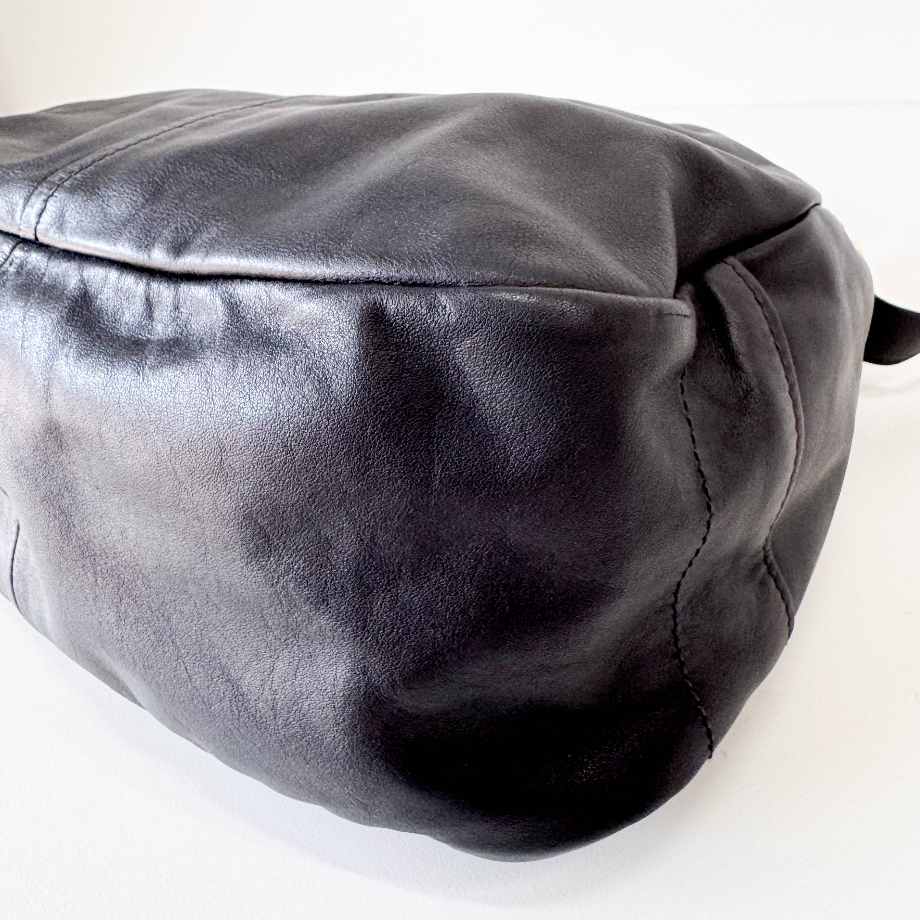 Leather Black Hobo Shoulder Bag
