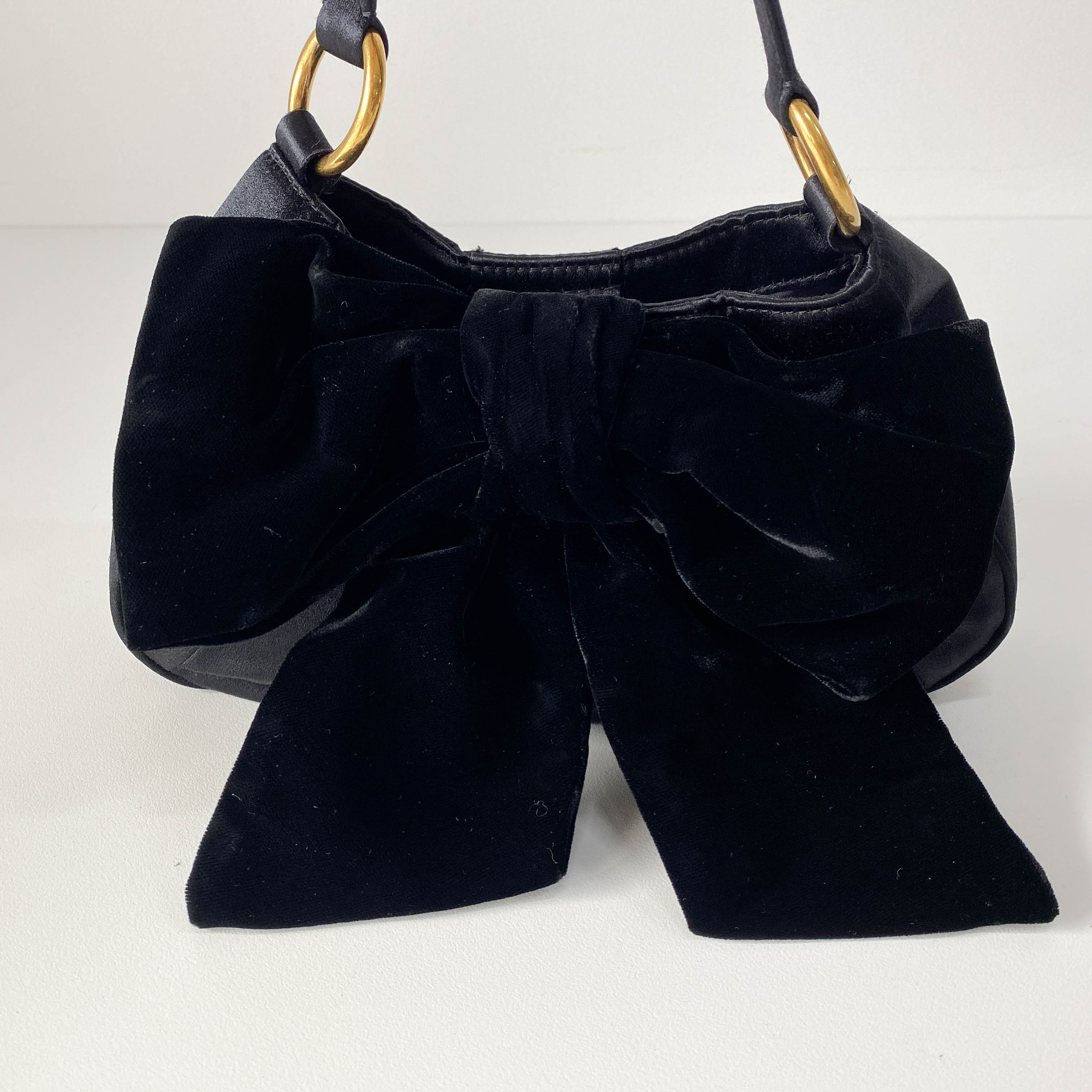 Black Satin & Velvet Handbag Accessory