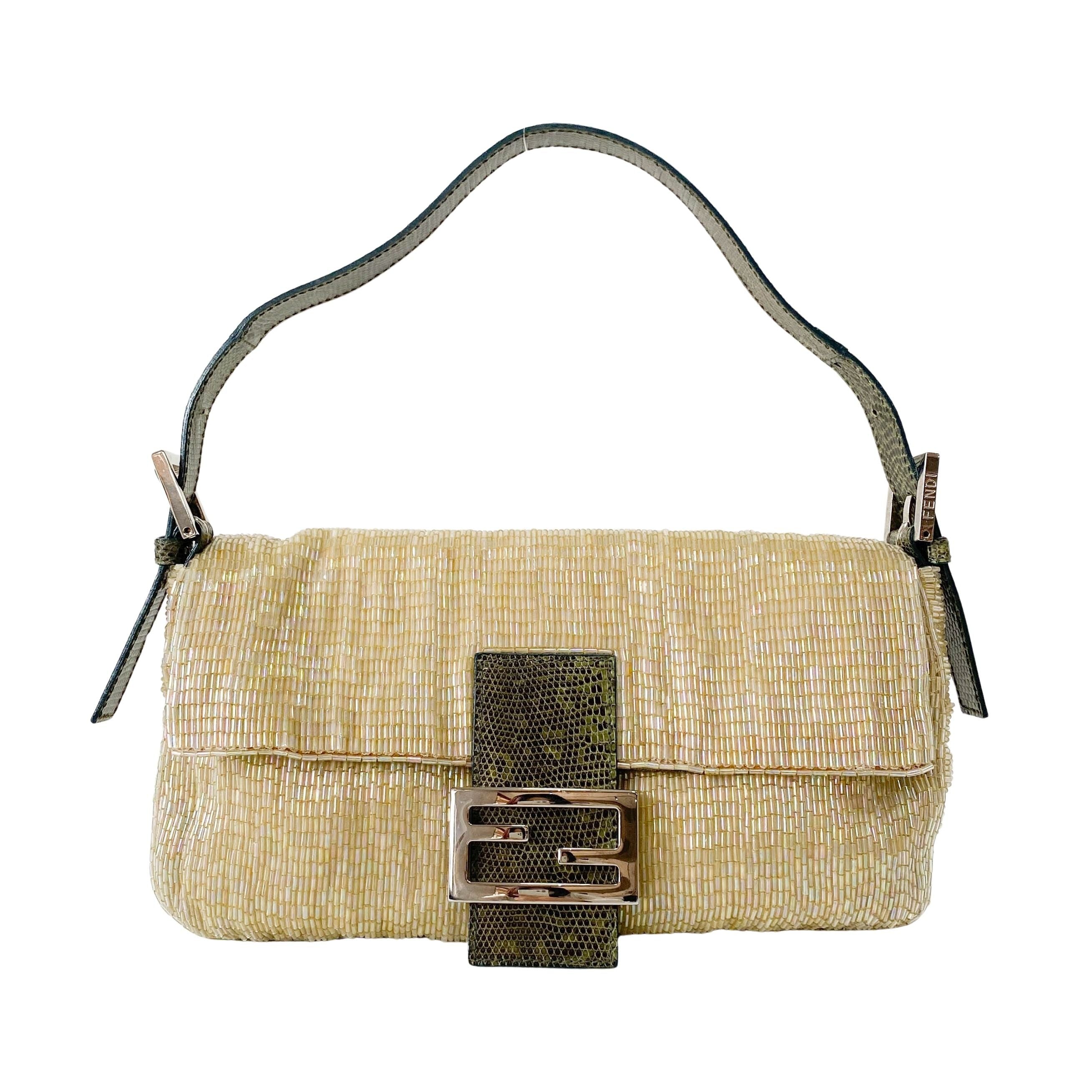 Baguette Gold Beaded Shoulder Bag