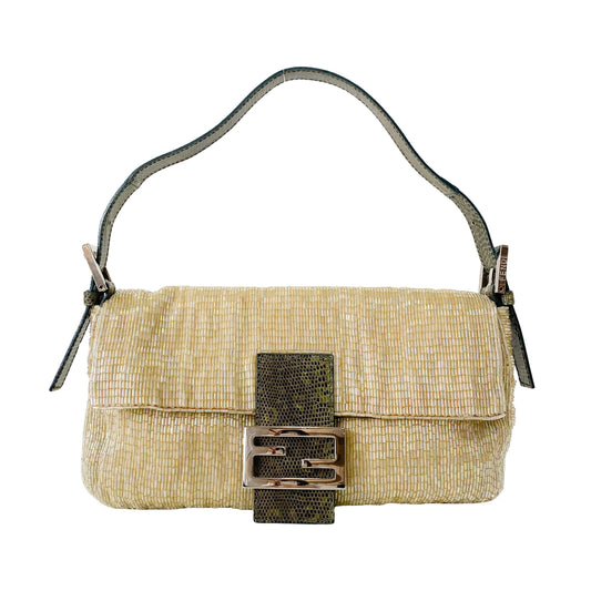 Baguette Gold Beaded Shoulder Bag