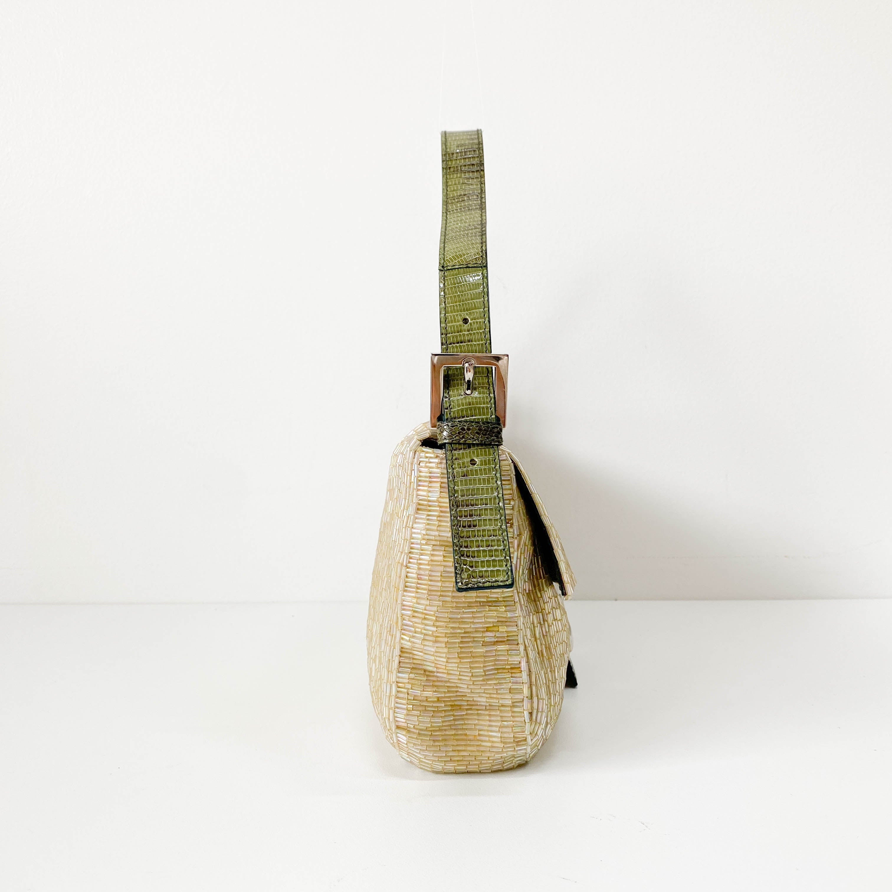 Baguette Gold Beaded Shoulder Bag