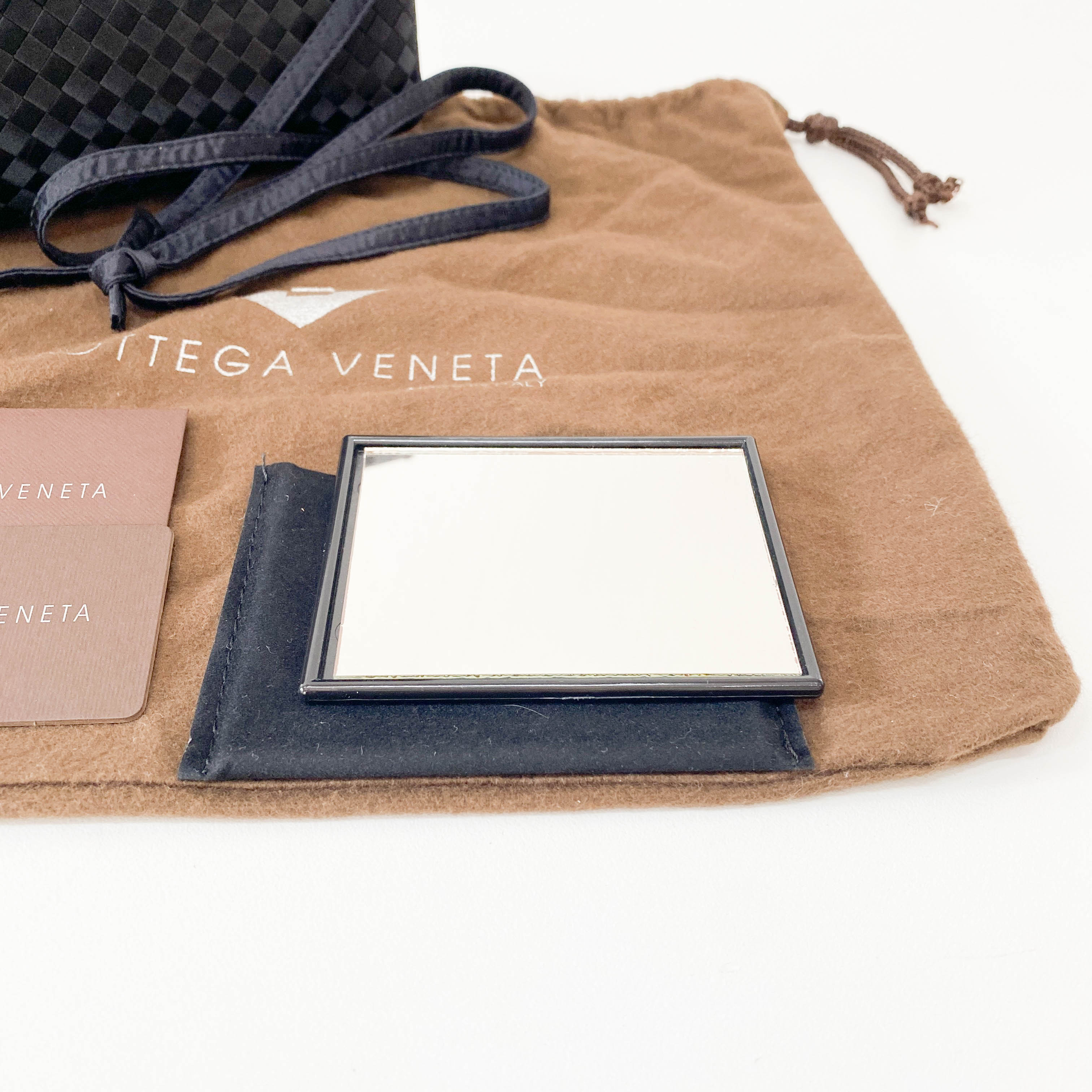 Intrecciato Black Satin Shoulder Bag