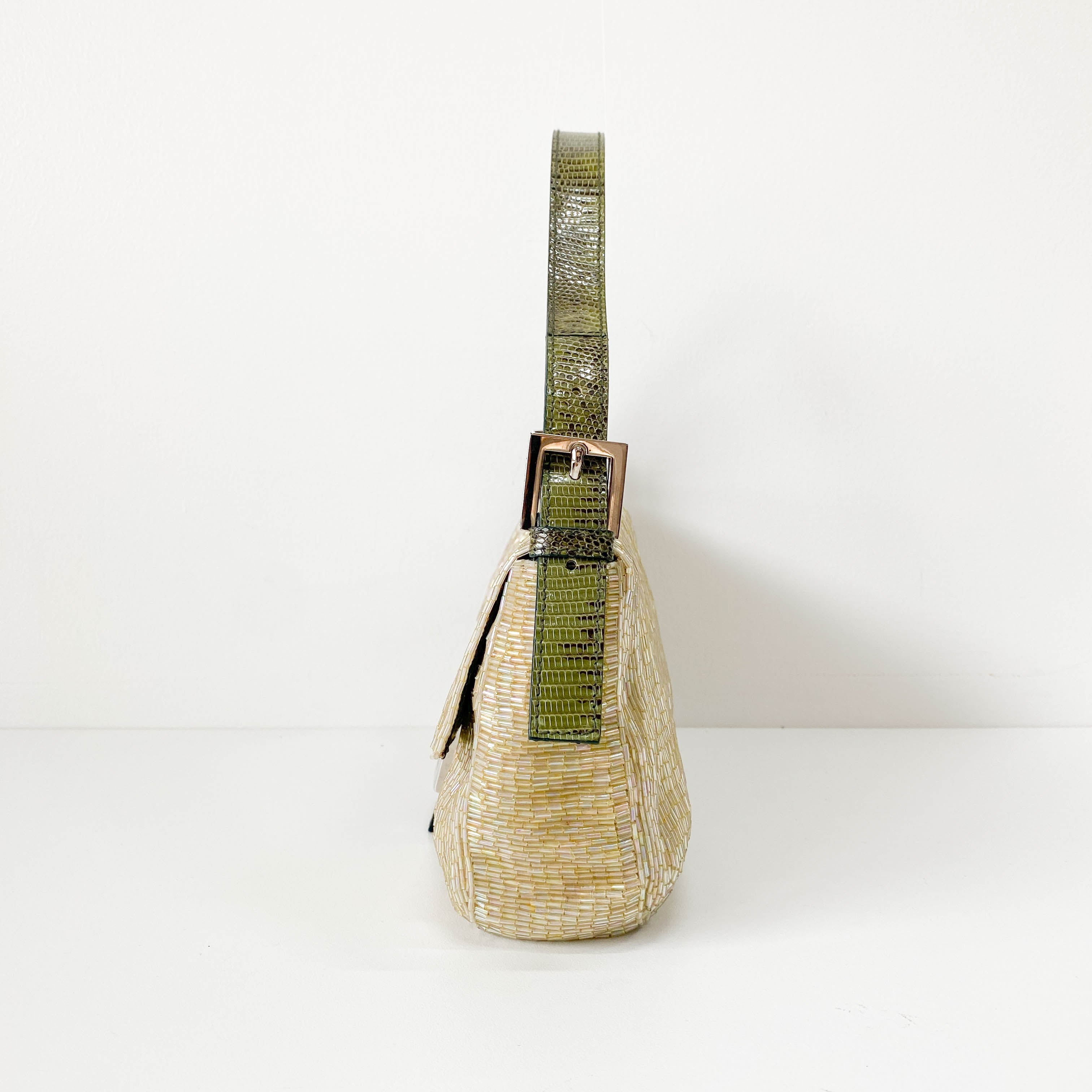 Baguette Gold Beaded Shoulder Bag