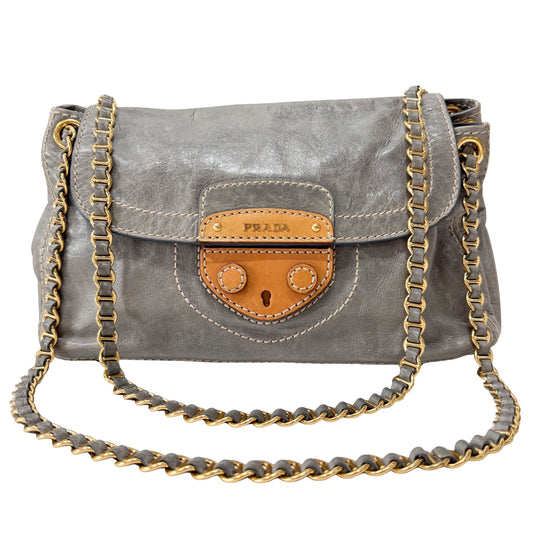 Light Blue Leather Shoulder Bag