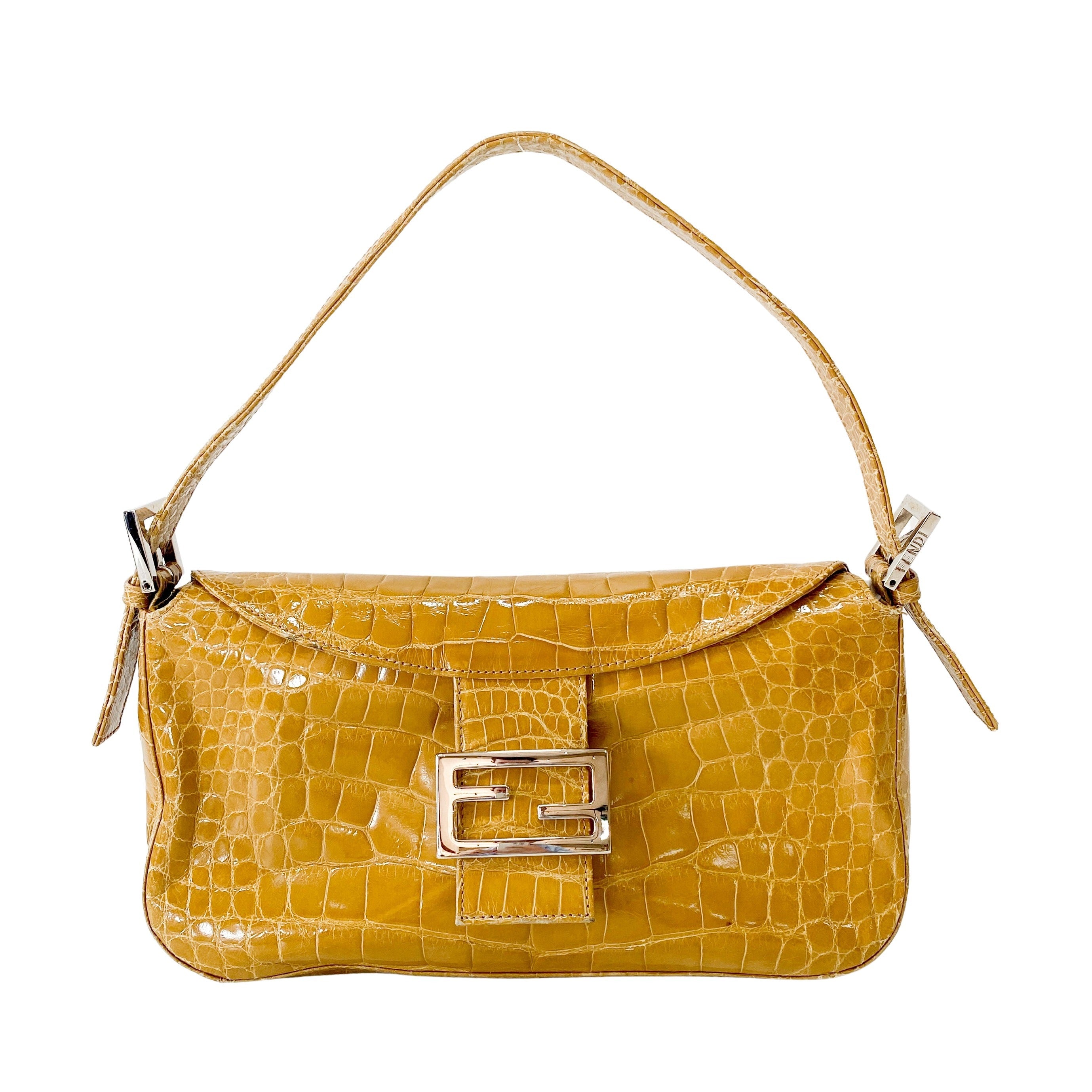 Baguette Yellow Leather Shoulder Bag