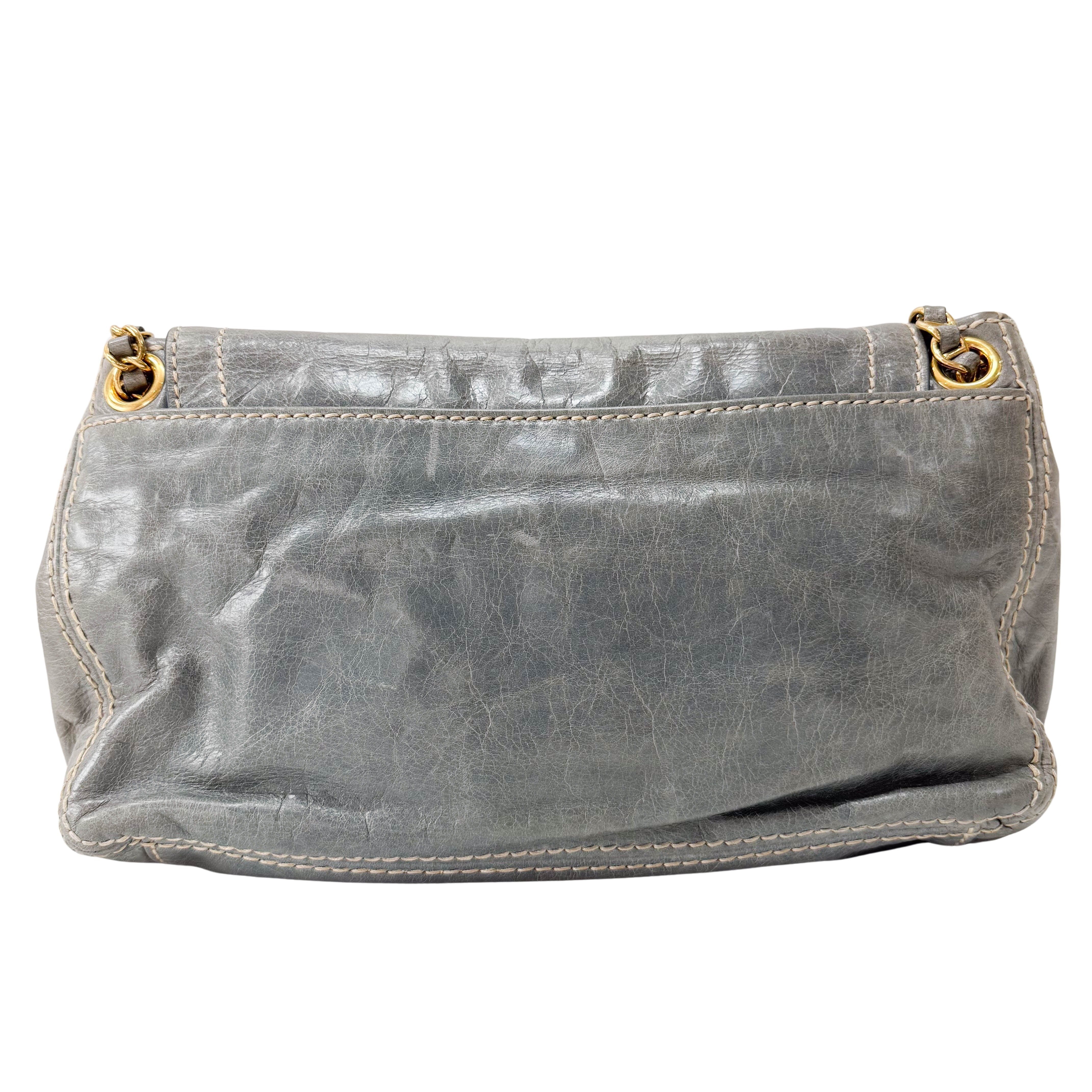 Light Blue Leather Shoulder Bag