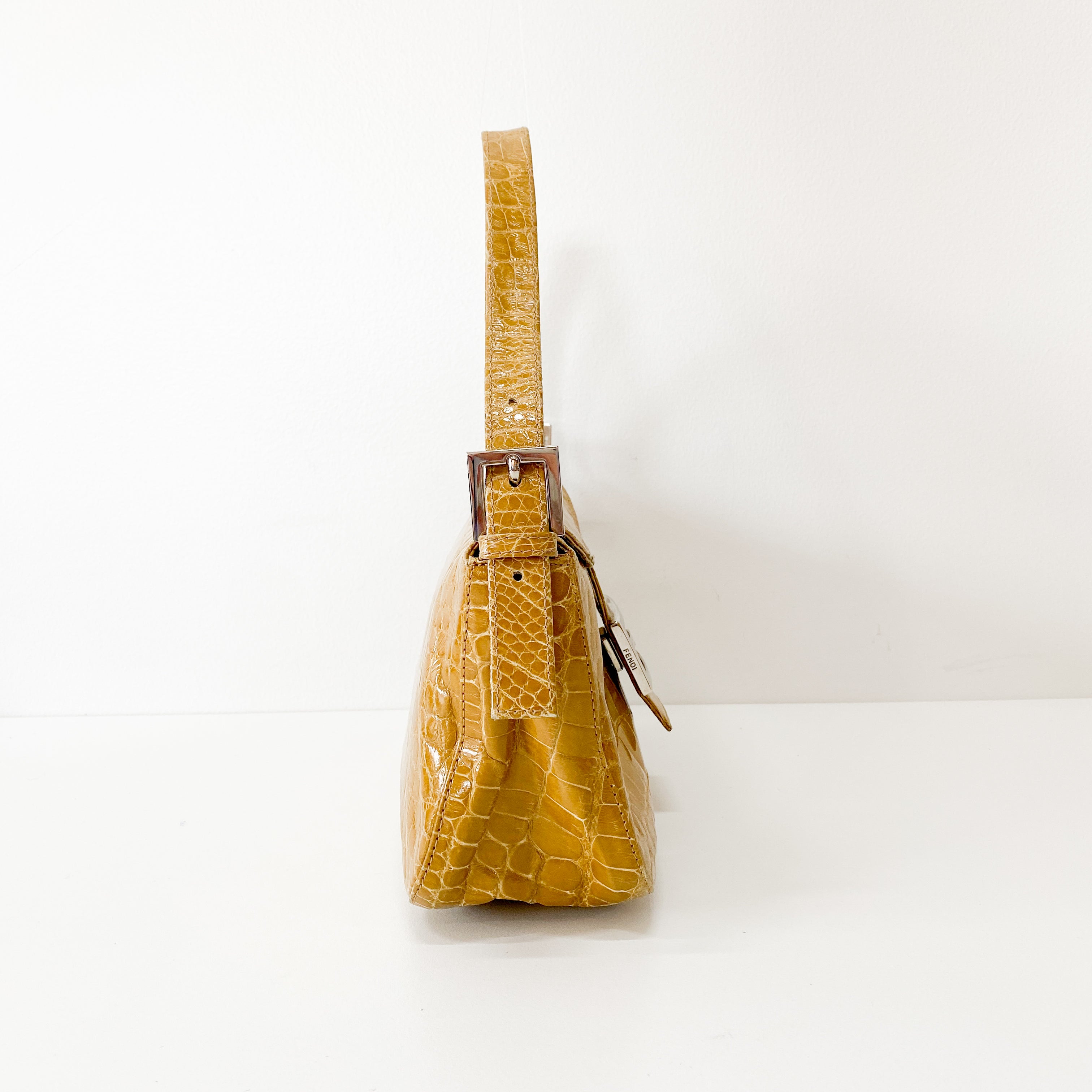 Baguette Yellow Leather Shoulder Bag