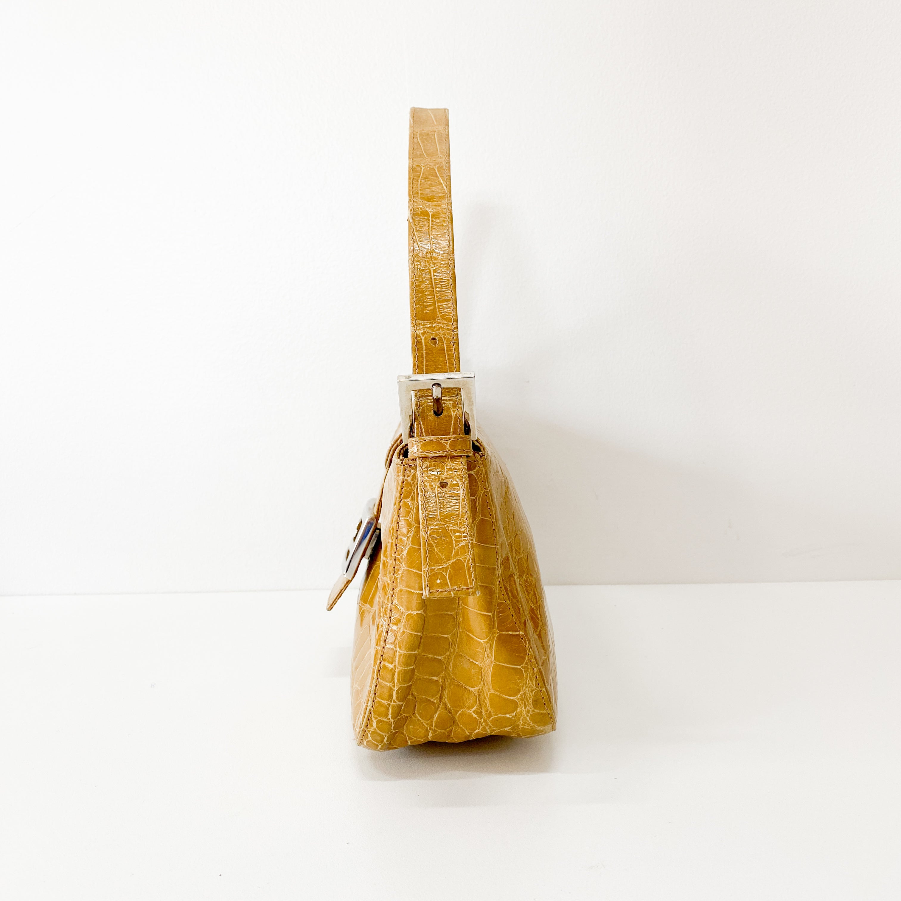 Baguette Yellow Leather Shoulder Bag