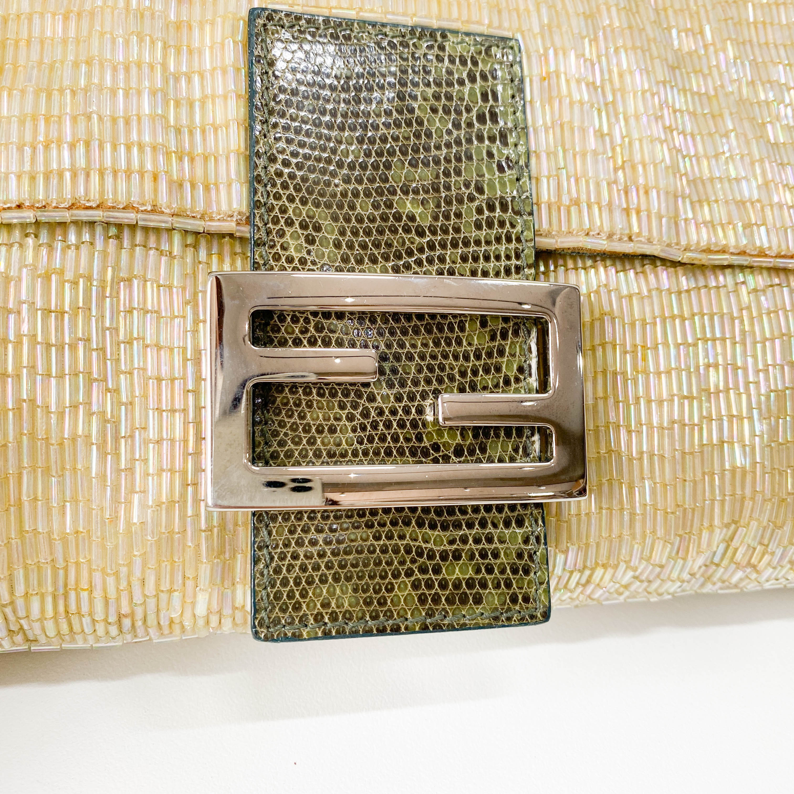 Baguette Gold Beaded Shoulder Bag