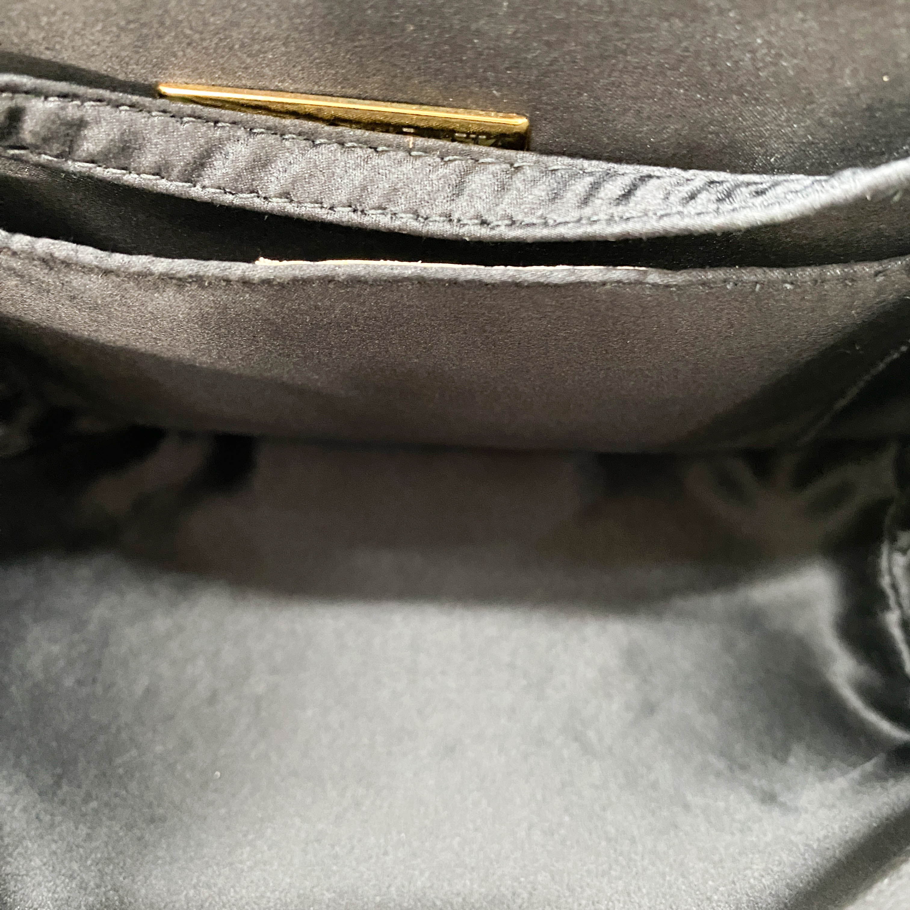 Intrecciato Black Satin Shoulder Bag