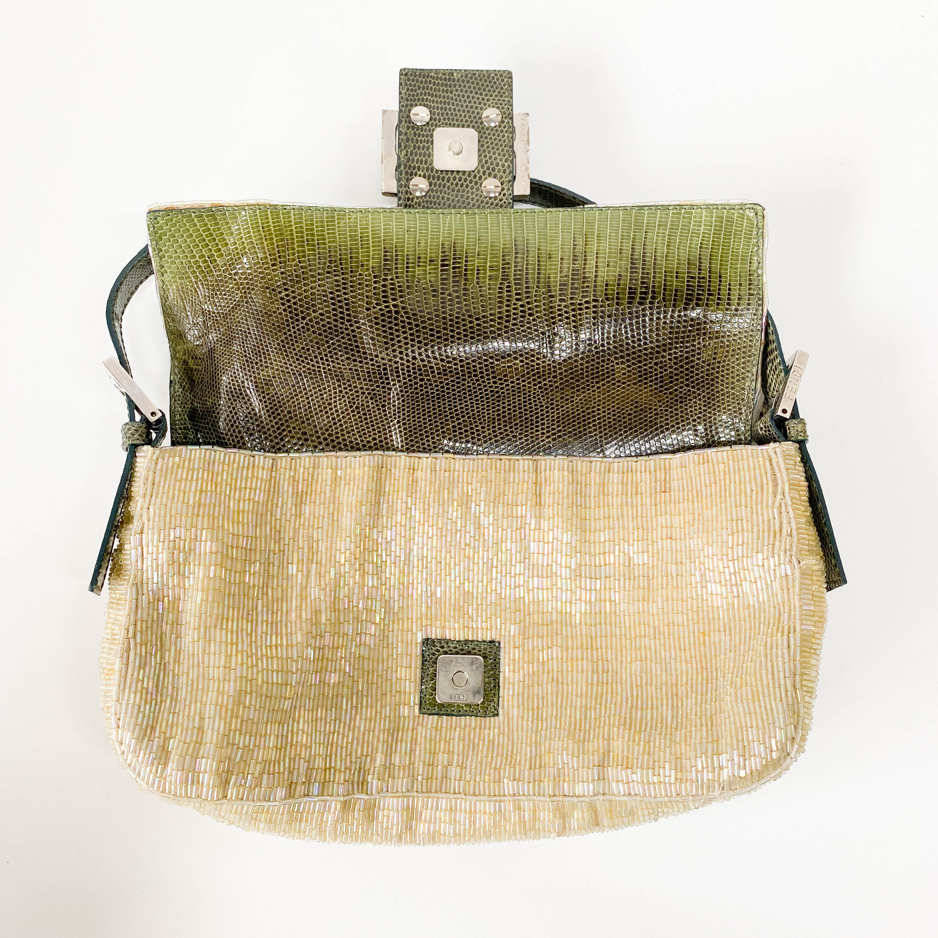 Baguette Gold Beaded Shoulder Bag