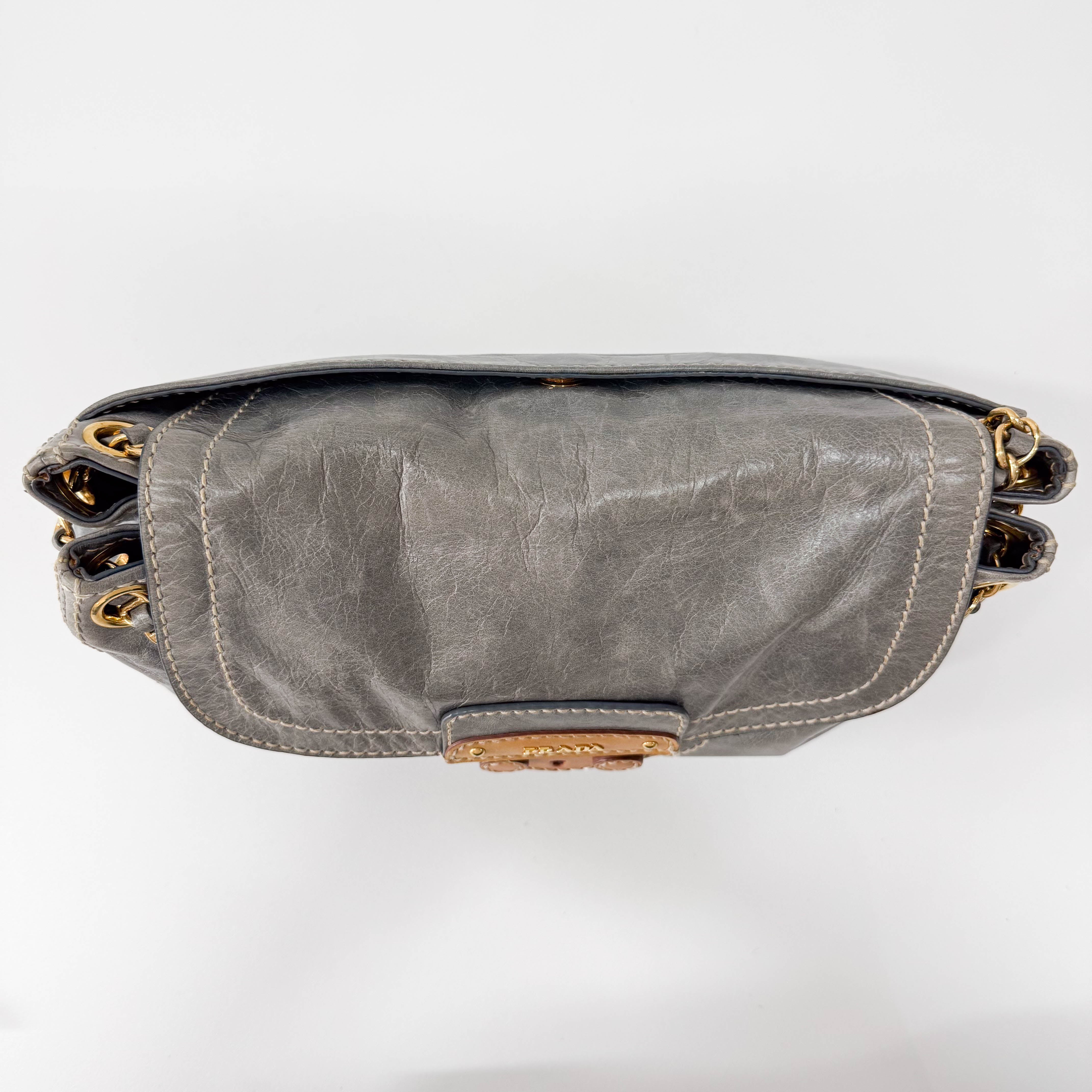 Light Blue Leather Shoulder Bag