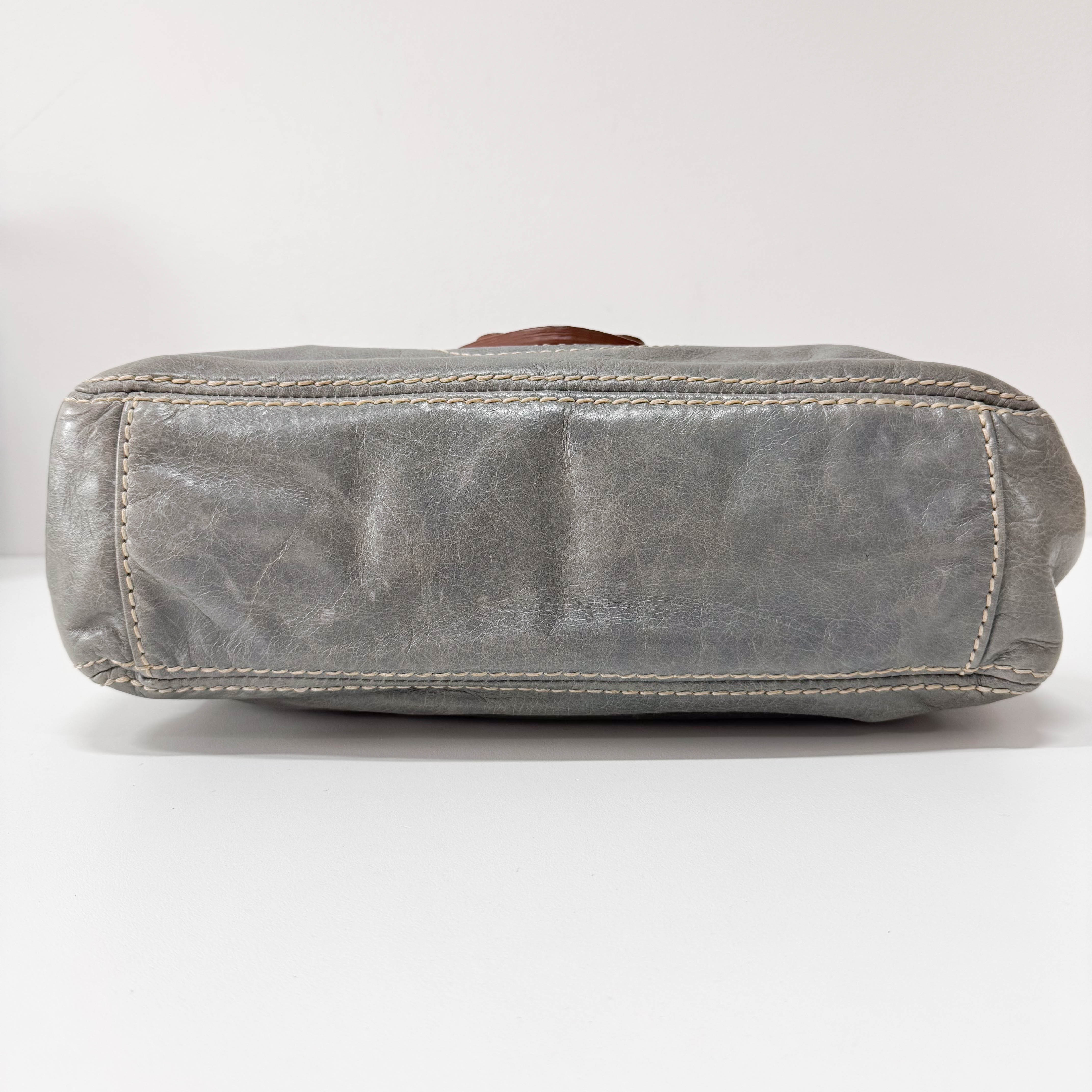 Light Blue Leather Shoulder Bag