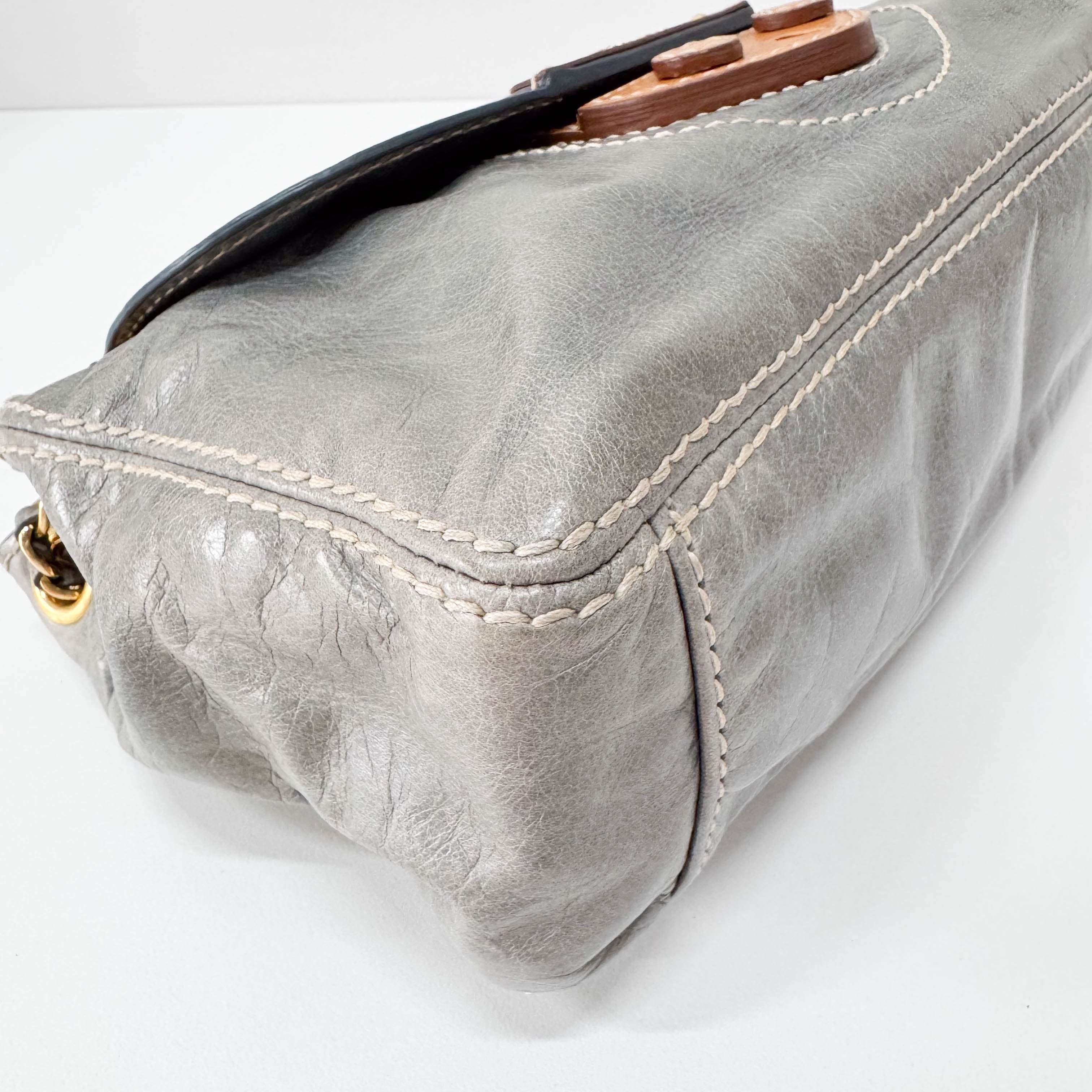 Light Blue Leather Shoulder Bag