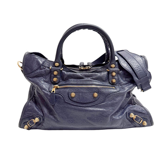 The Giant City Navy Lambskin Two Way Bag