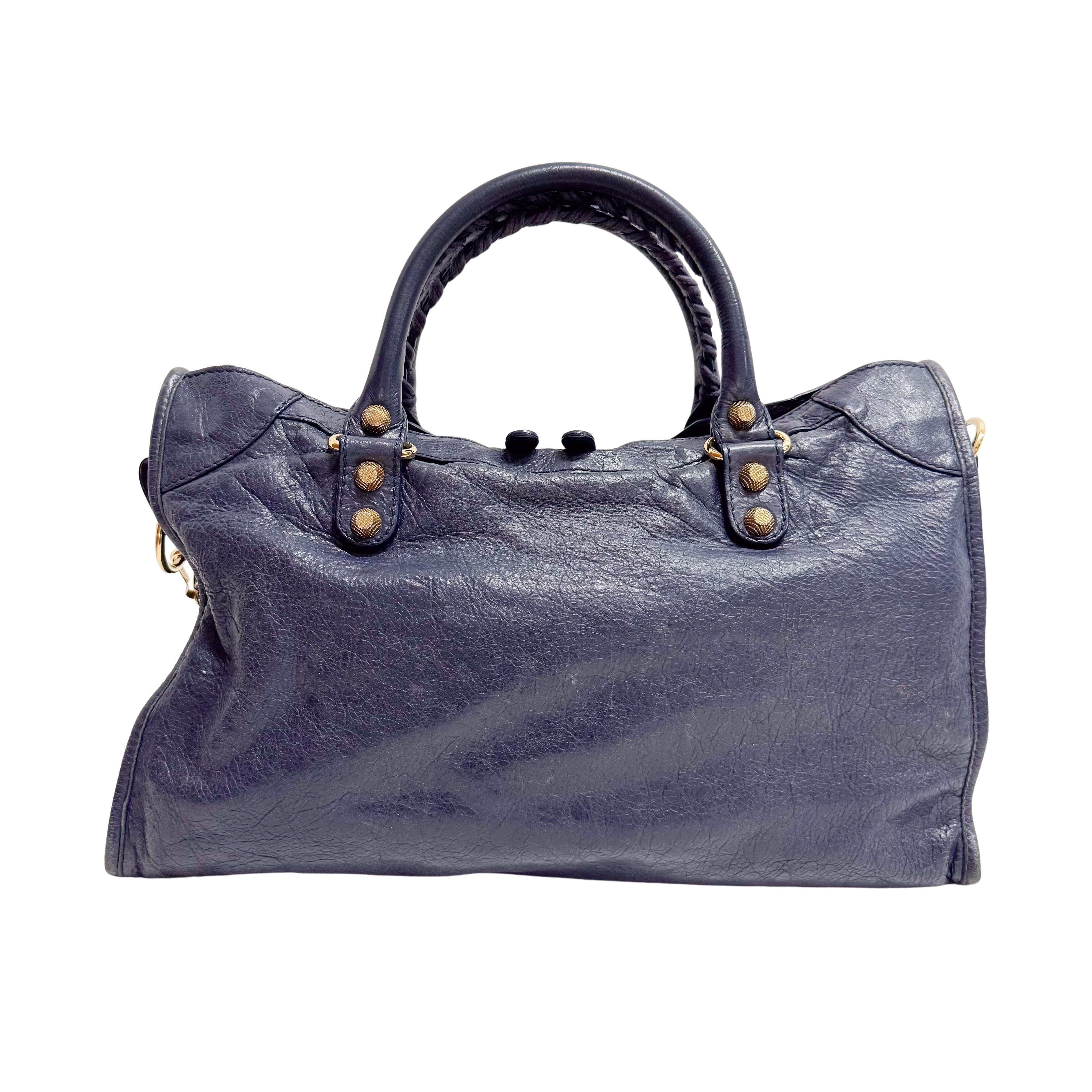 The Giant City Navy Lambskin Two Way Bag