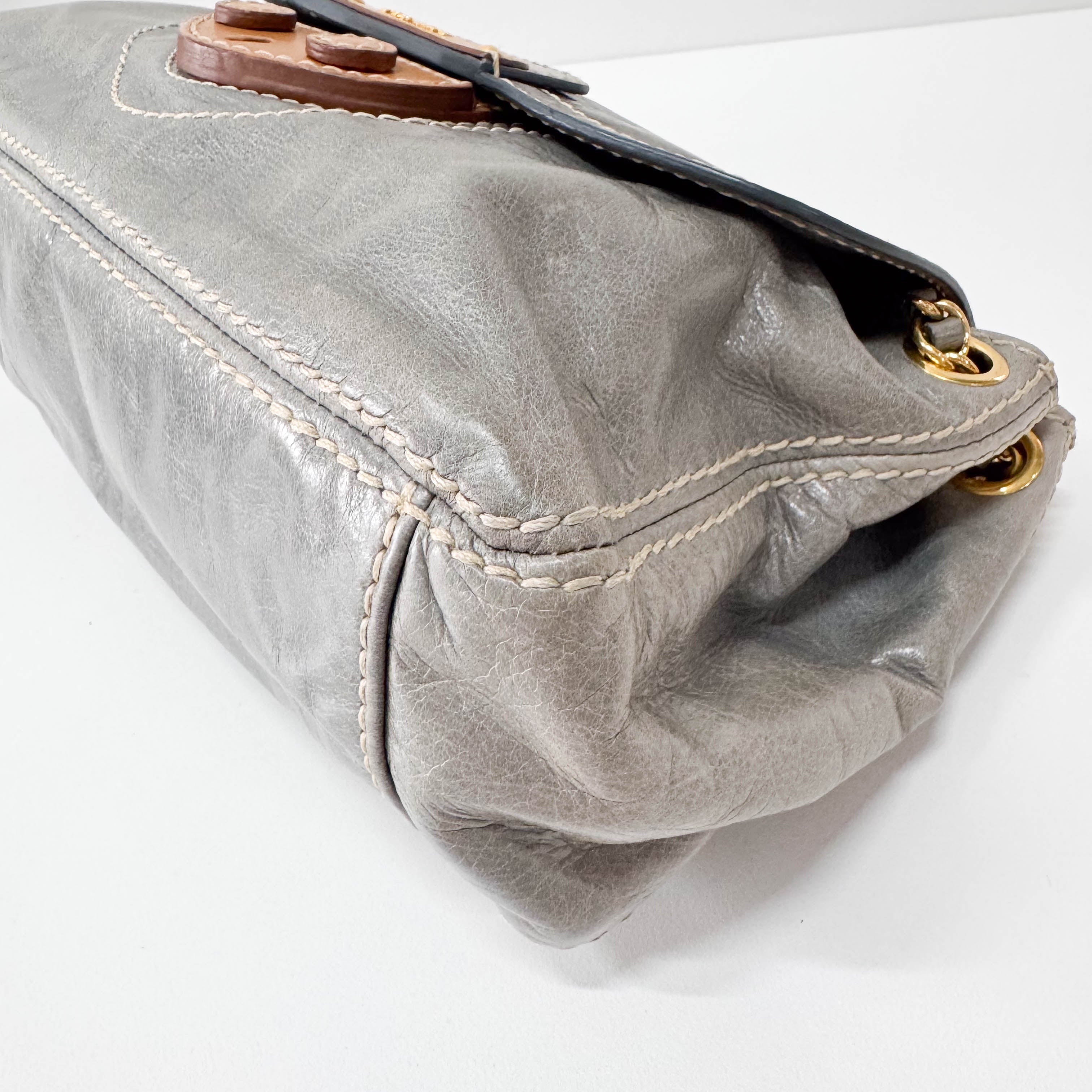 Light Blue Leather Shoulder Bag