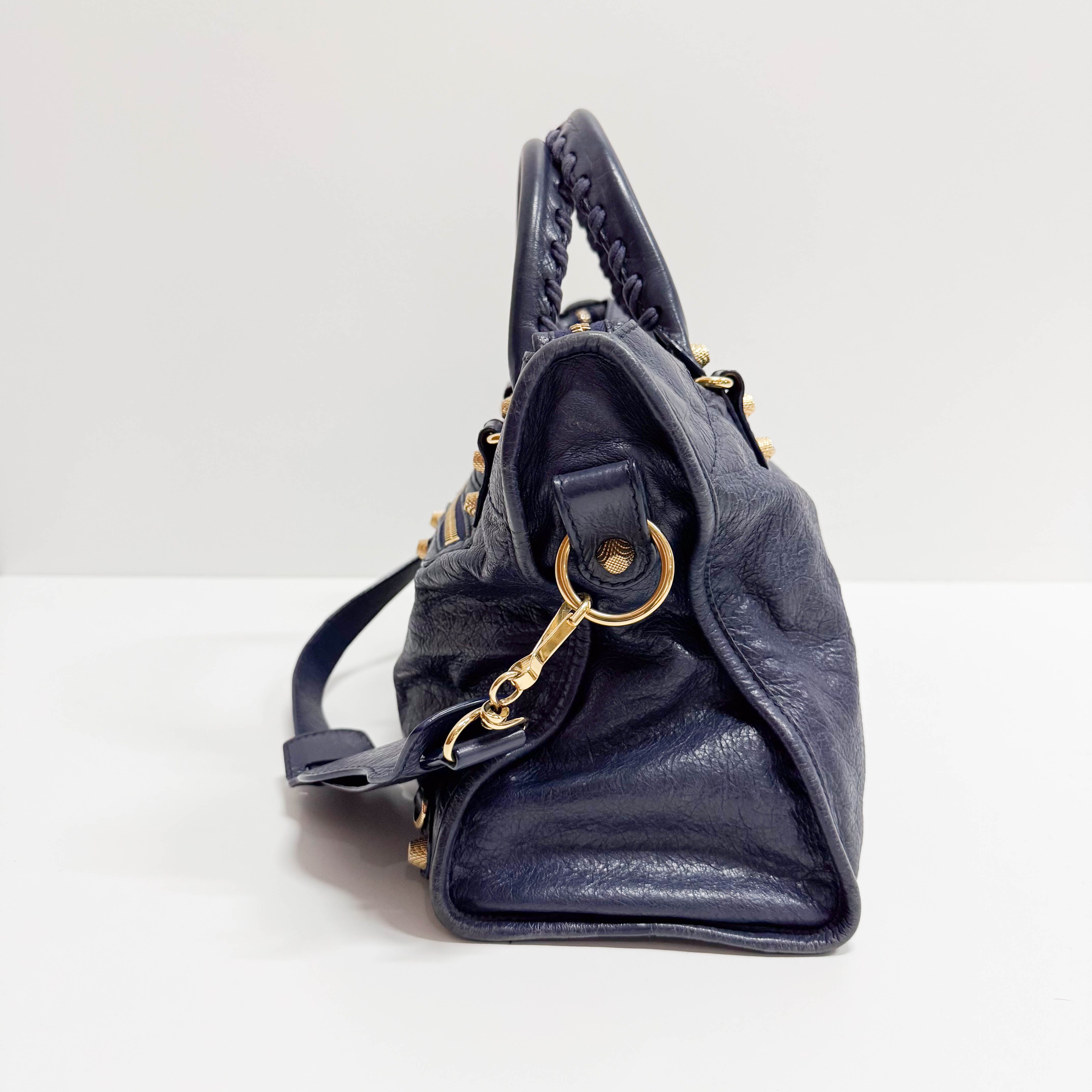 The Giant City Navy Lambskin Two Way Bag