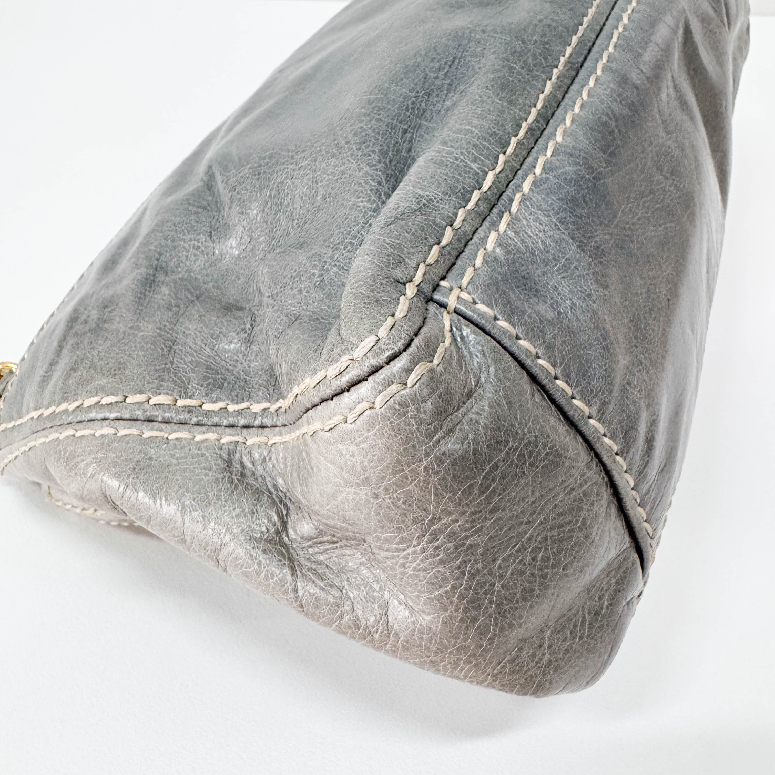 Light Blue Leather Shoulder Bag