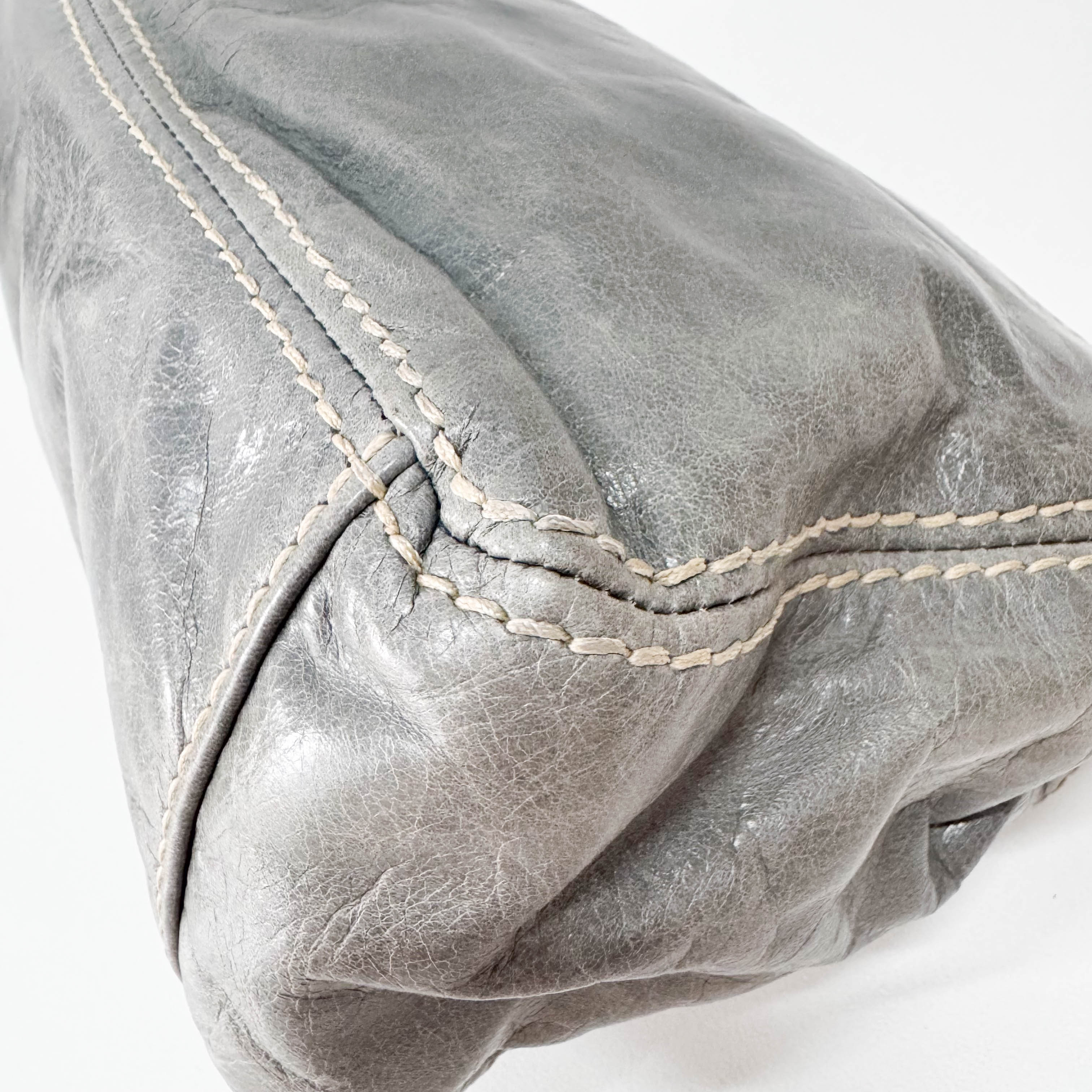 Light Blue Leather Shoulder Bag