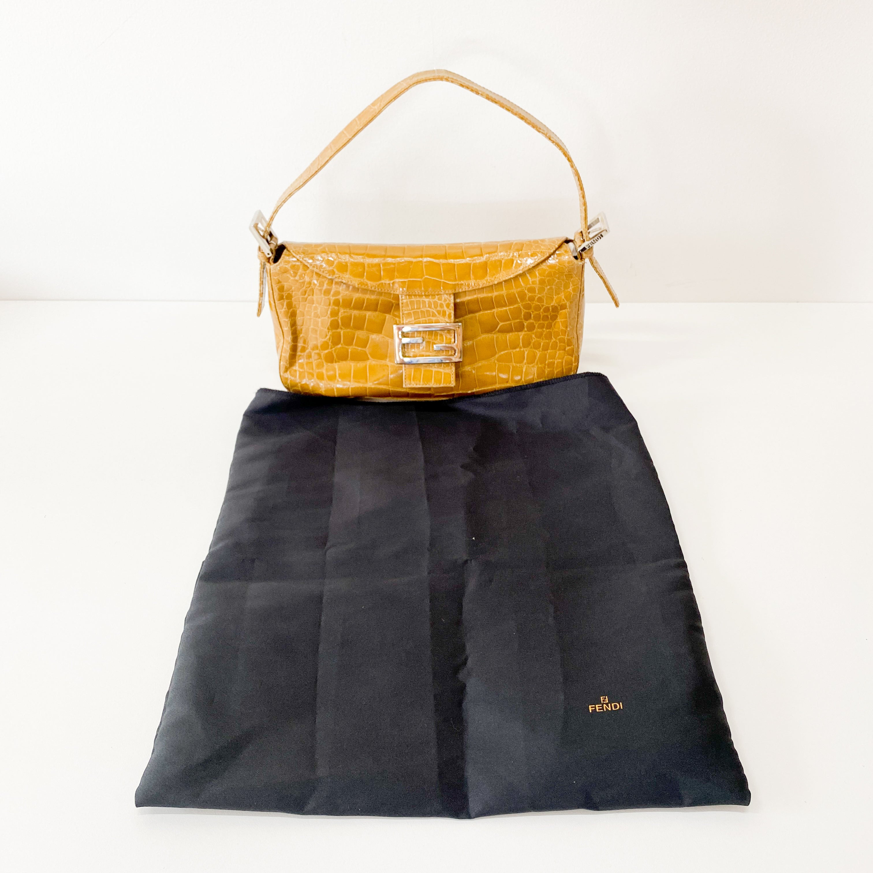 Baguette Yellow Leather Shoulder Bag