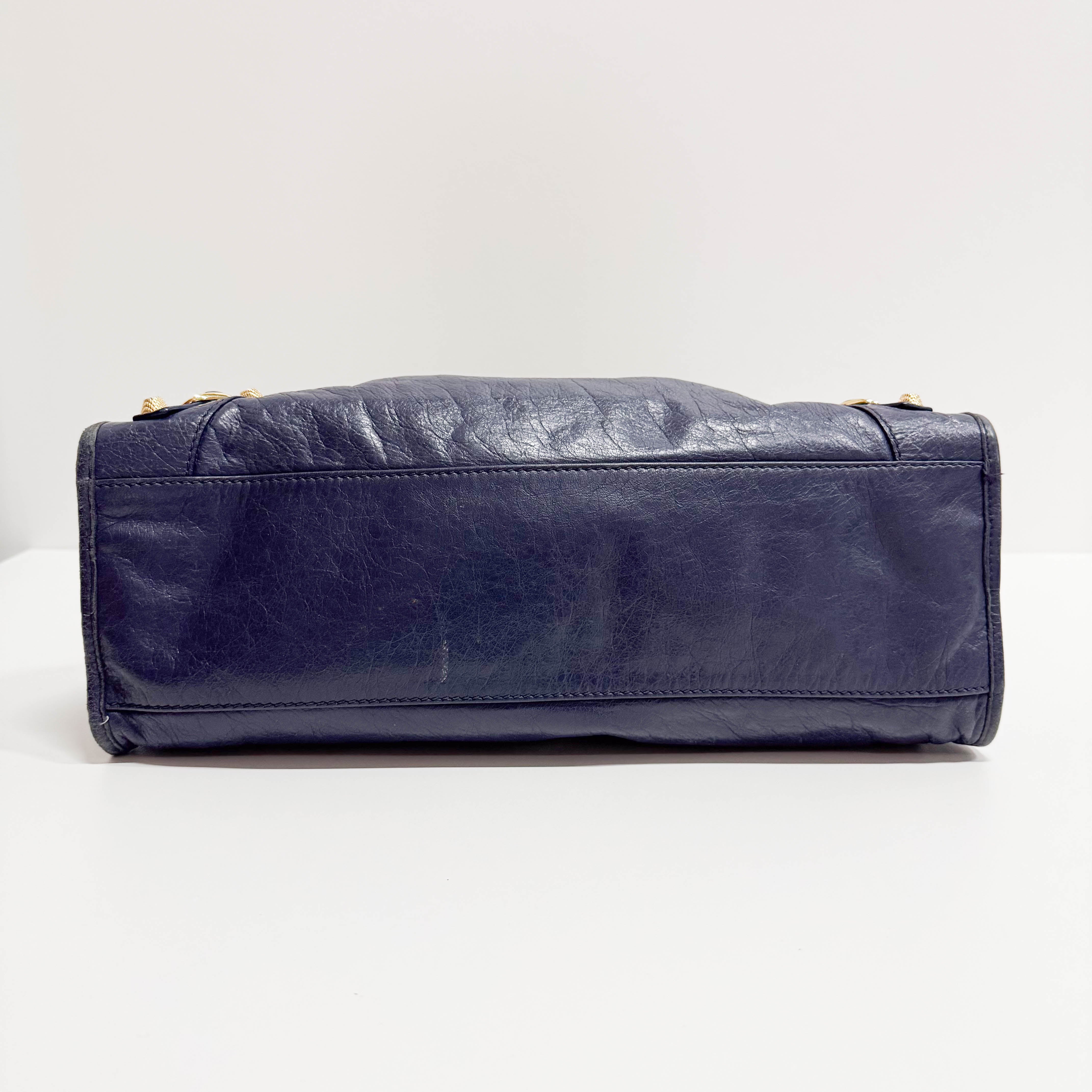 The Giant City Navy Lambskin Two Way Bag