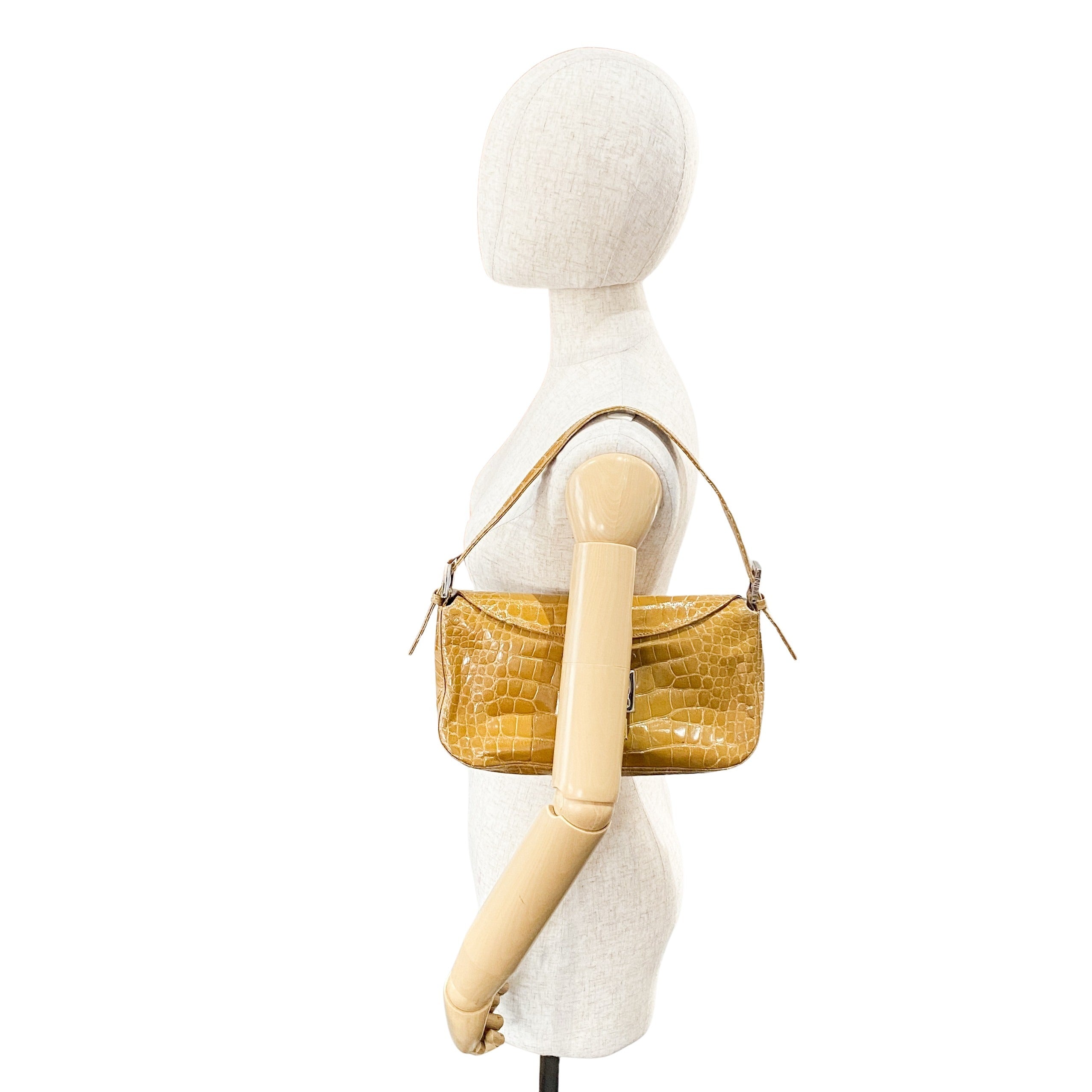Baguette Yellow Leather Shoulder Bag