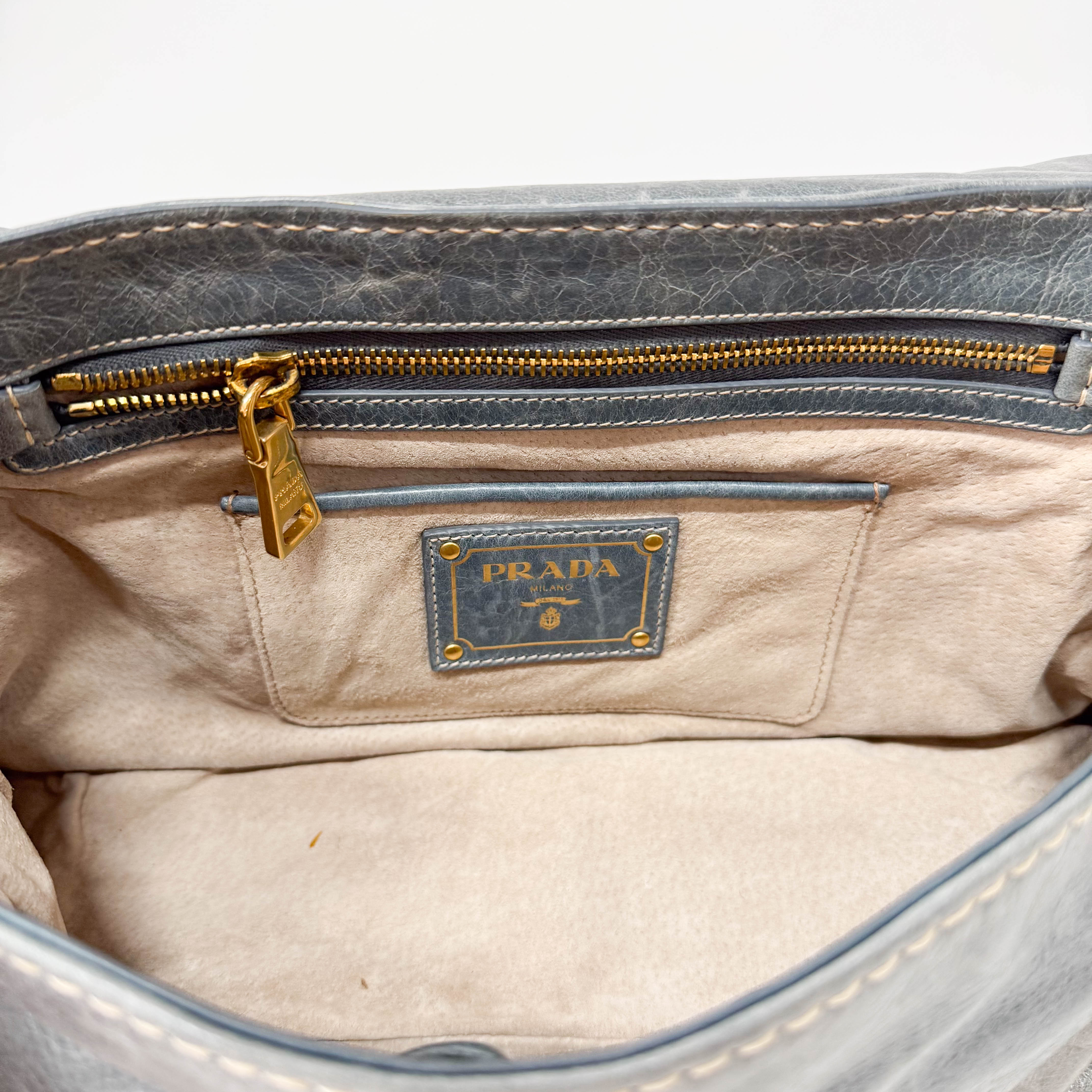 Light Blue Leather Shoulder Bag