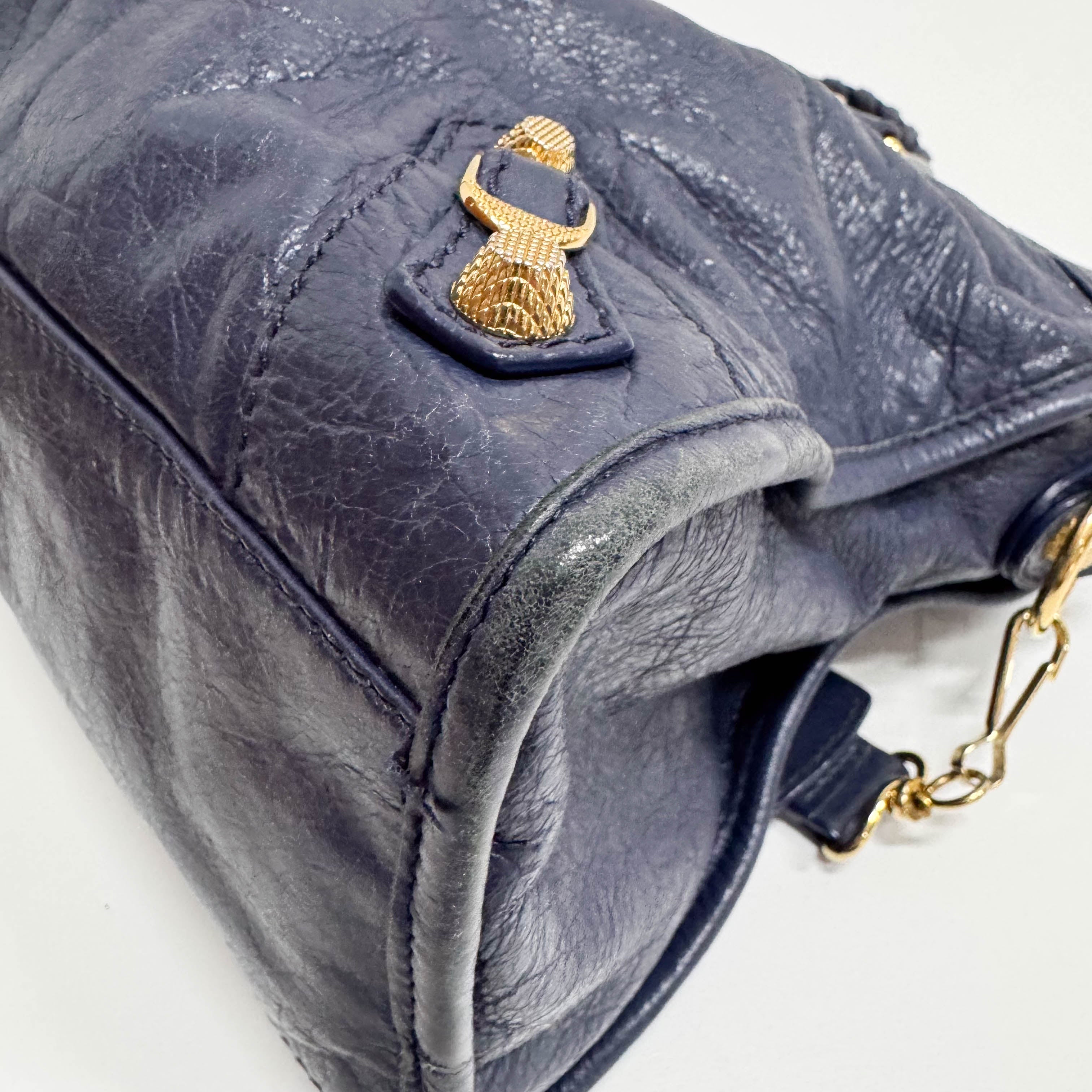 The Giant City Navy Lambskin Two Way Bag
