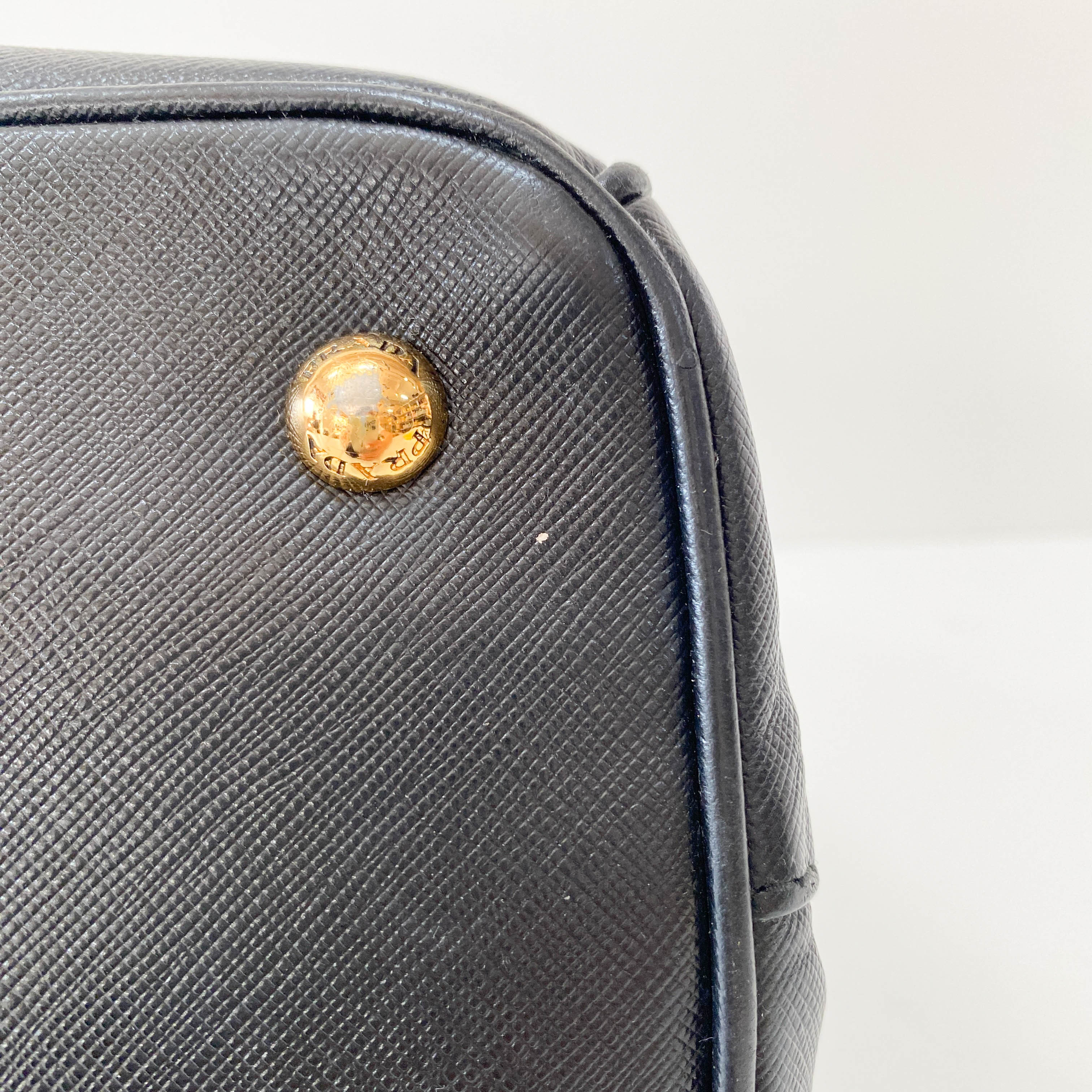 Galleria Black Leather Top Handle Bag