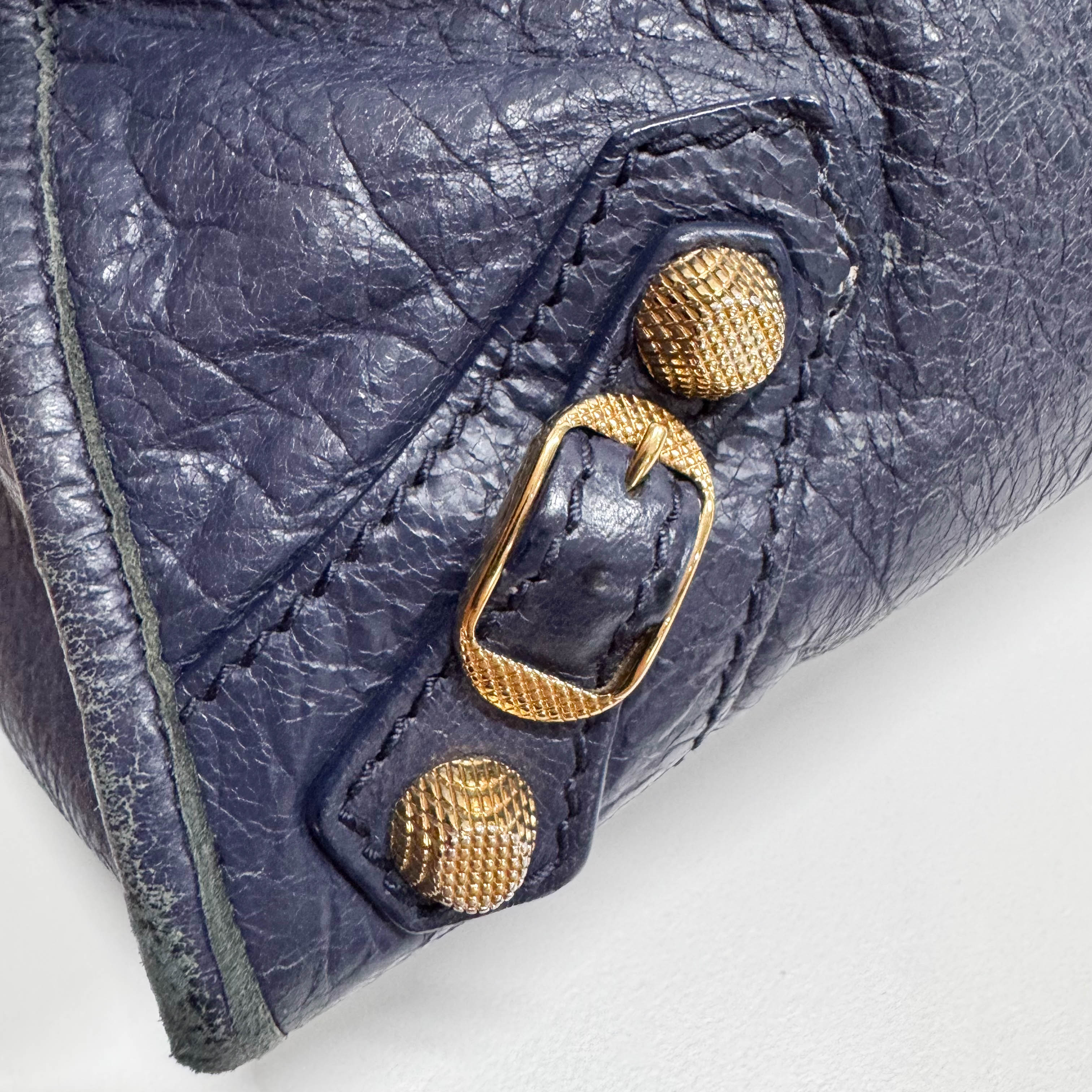 The Giant City Navy Lambskin Two Way Bag