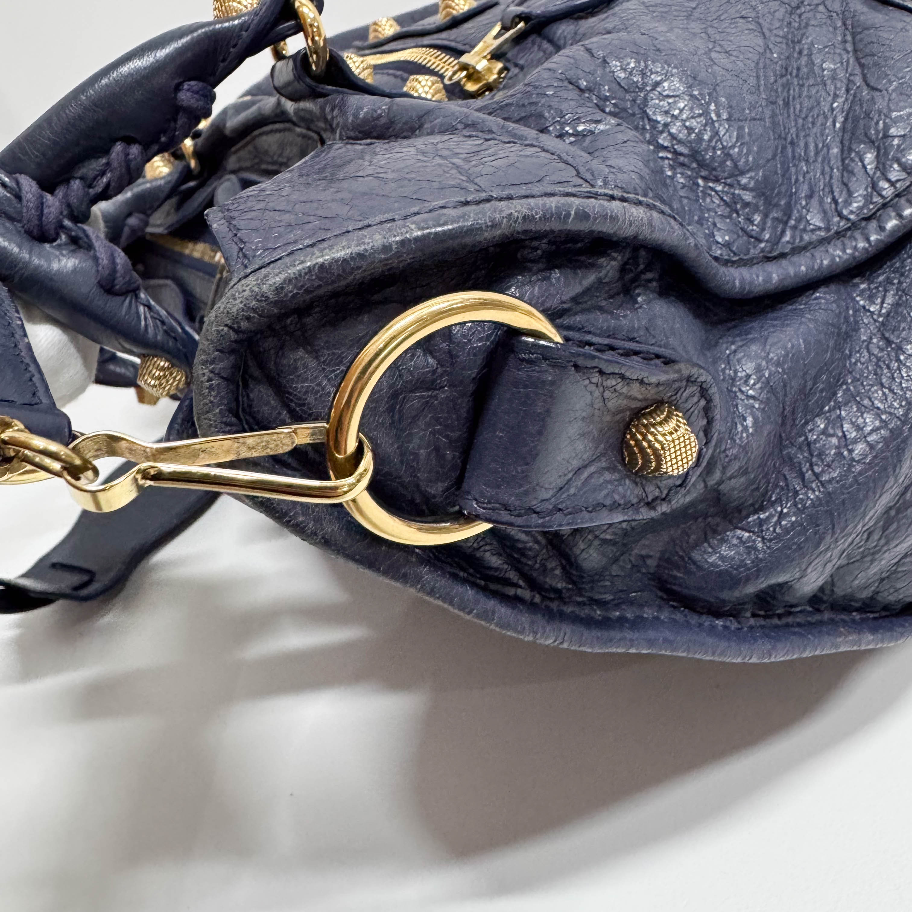 The Giant City Navy Lambskin Two Way Bag