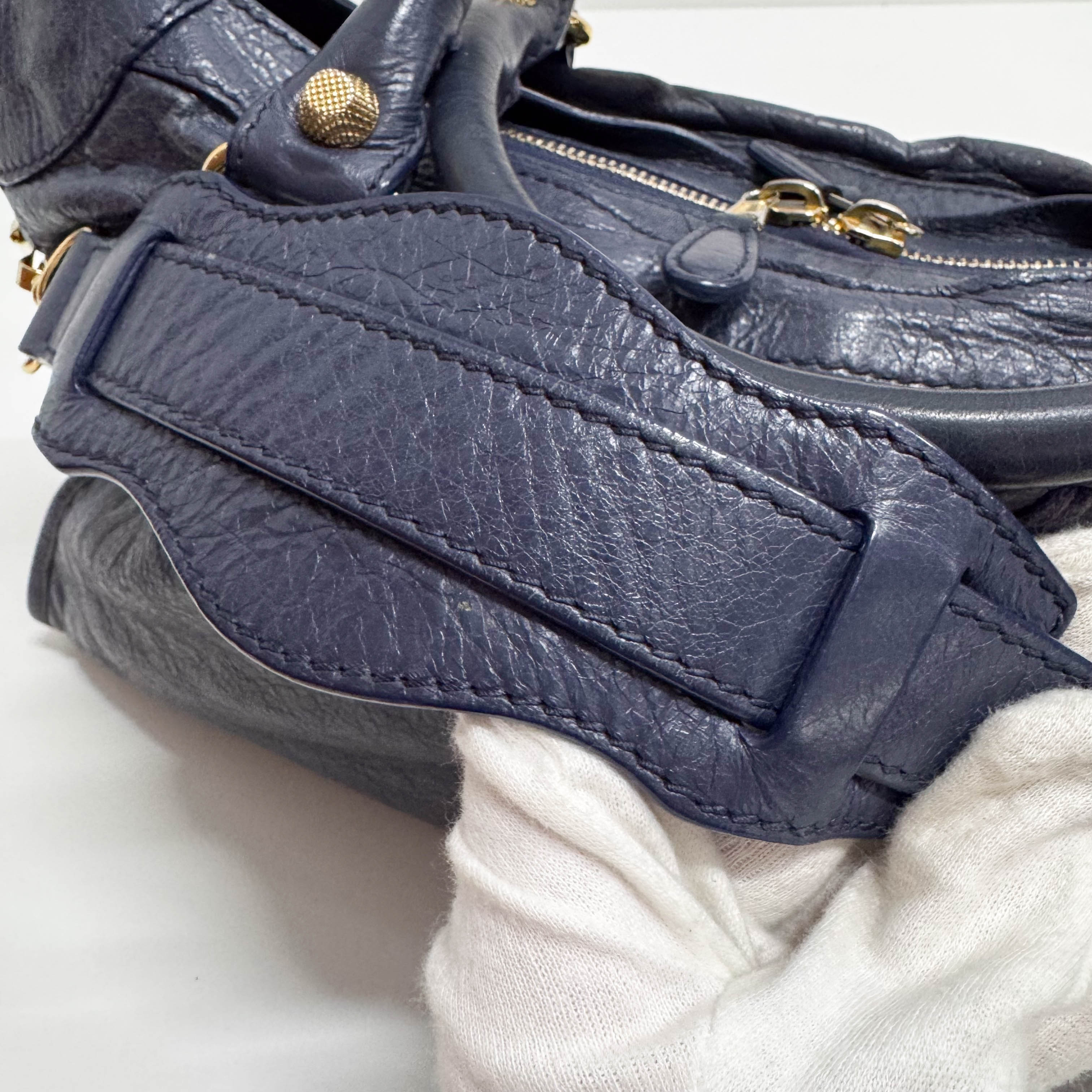 The Giant City Navy Lambskin Two Way Bag