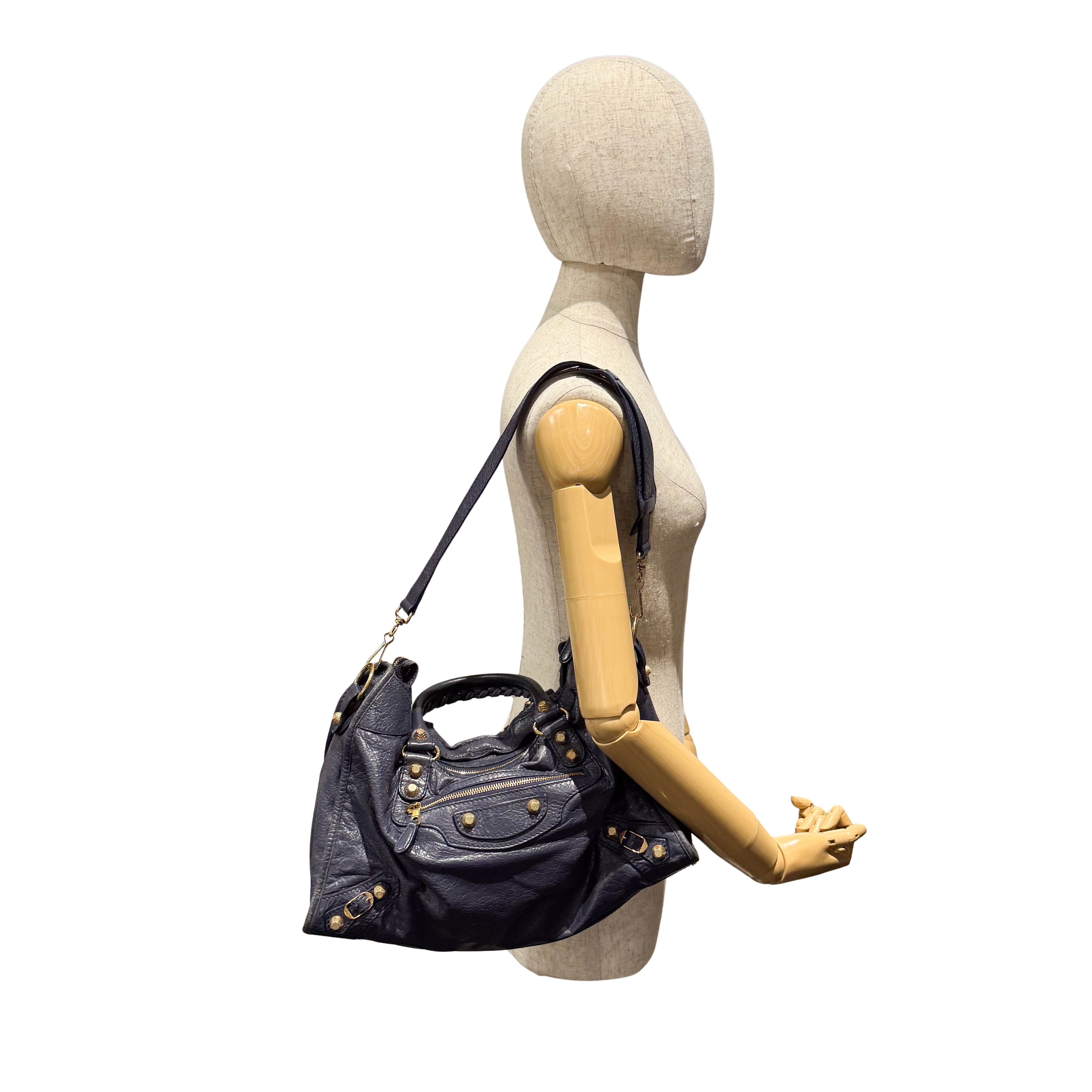The Giant City Navy Lambskin Two Way Bag
