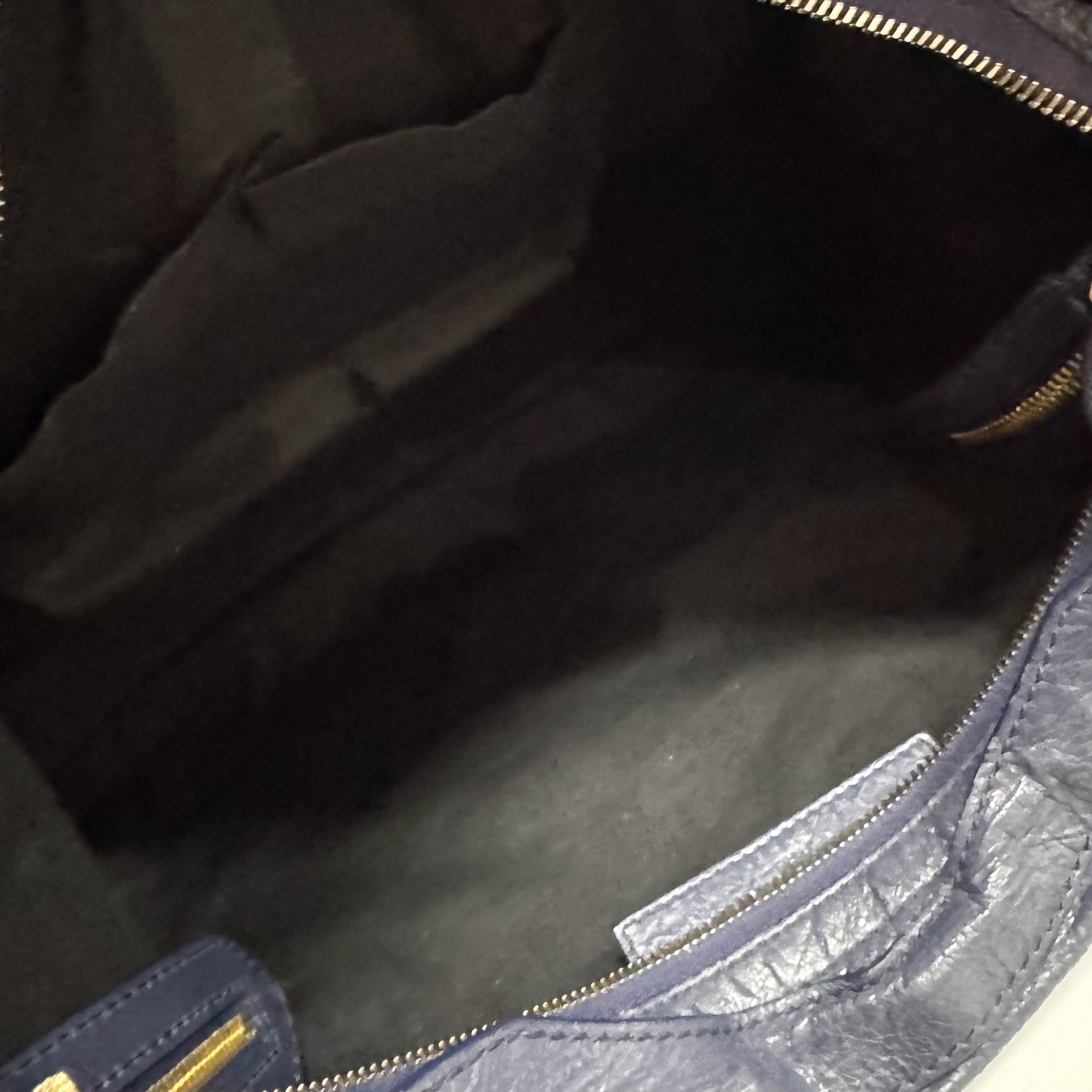 The Giant City Navy Lambskin Two Way Bag