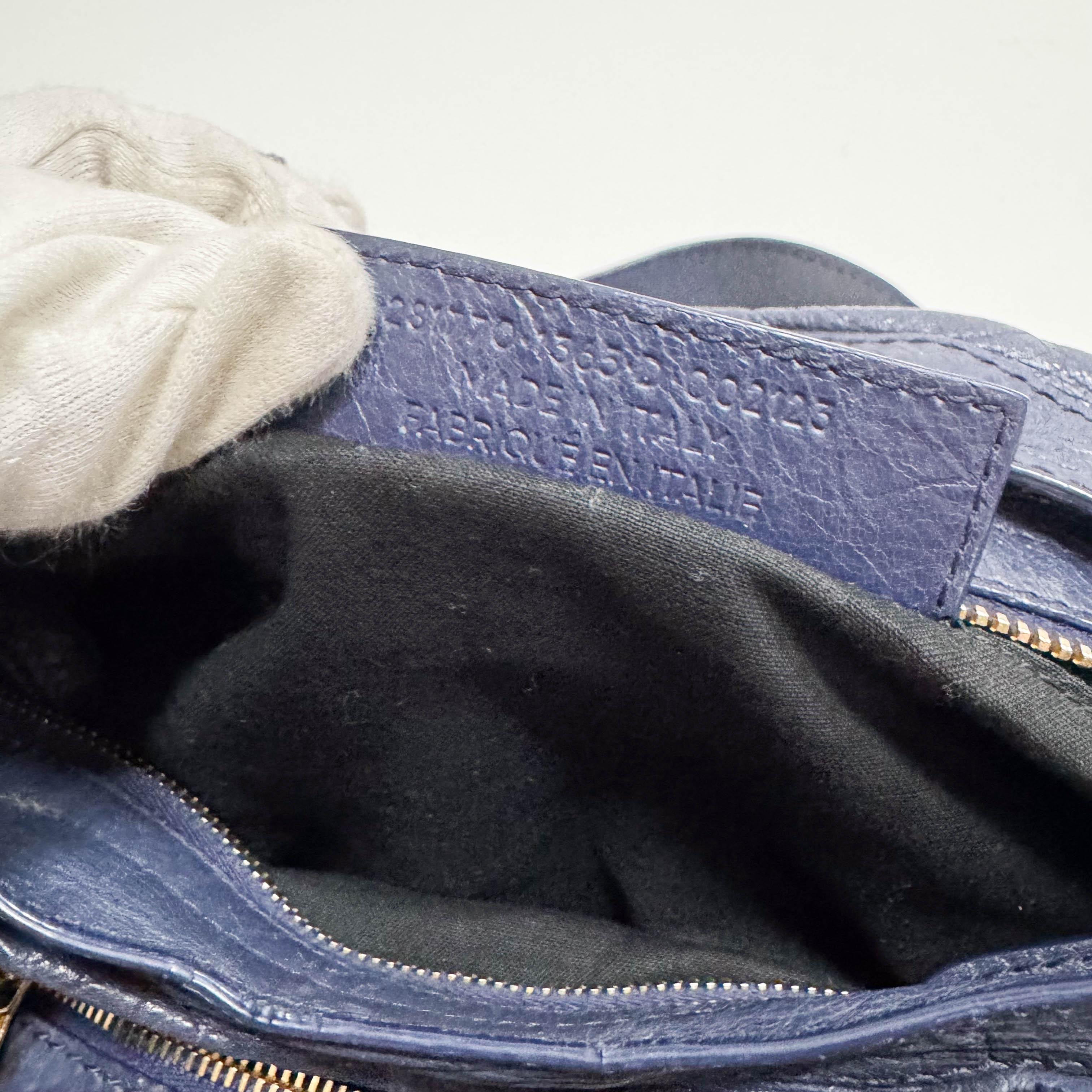 The Giant City Navy Lambskin Two Way Bag