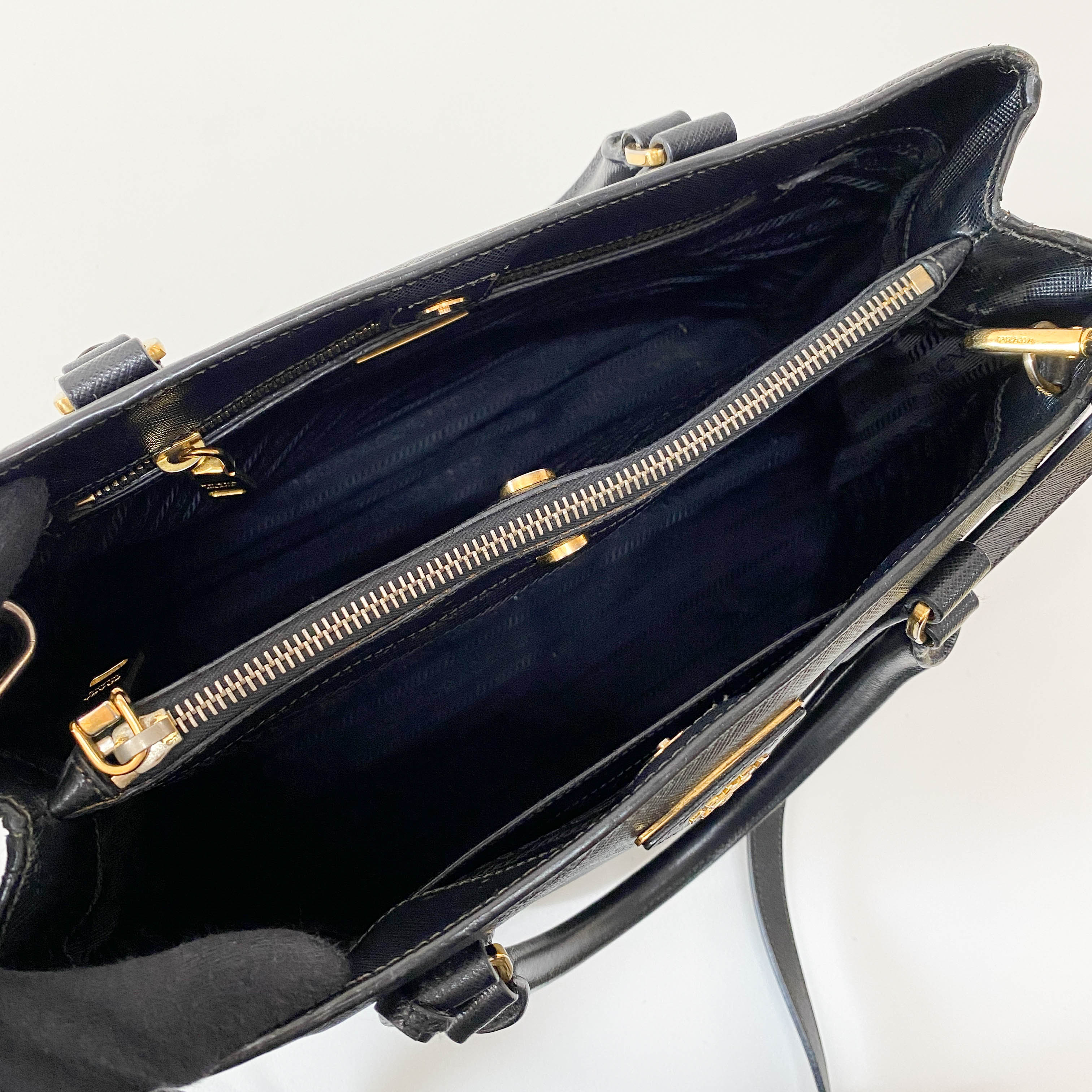 Galleria Black Leather Top Handle Bag