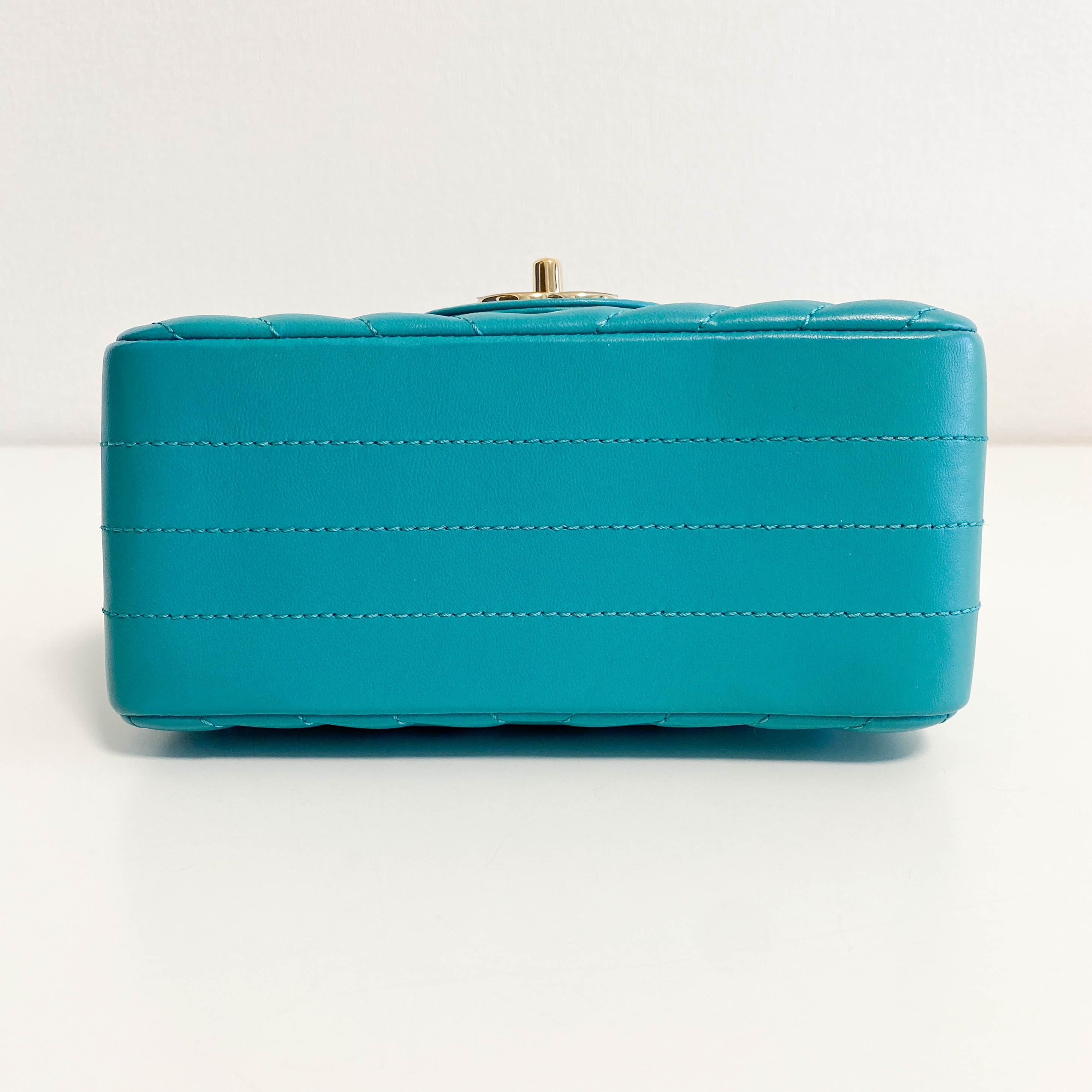 Chevron Classic Mini Rectangular Single Flap Turquoise Shouler Bag