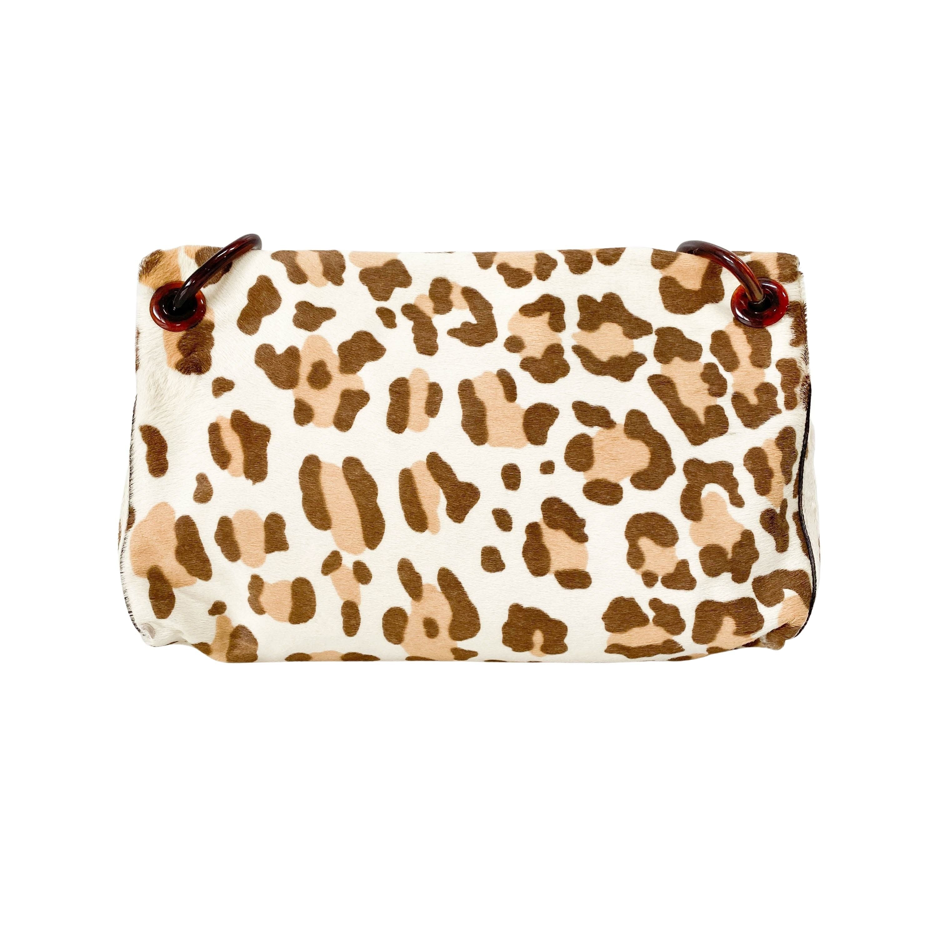 Leopard Print Pony Hair Chain Shoulder Bag