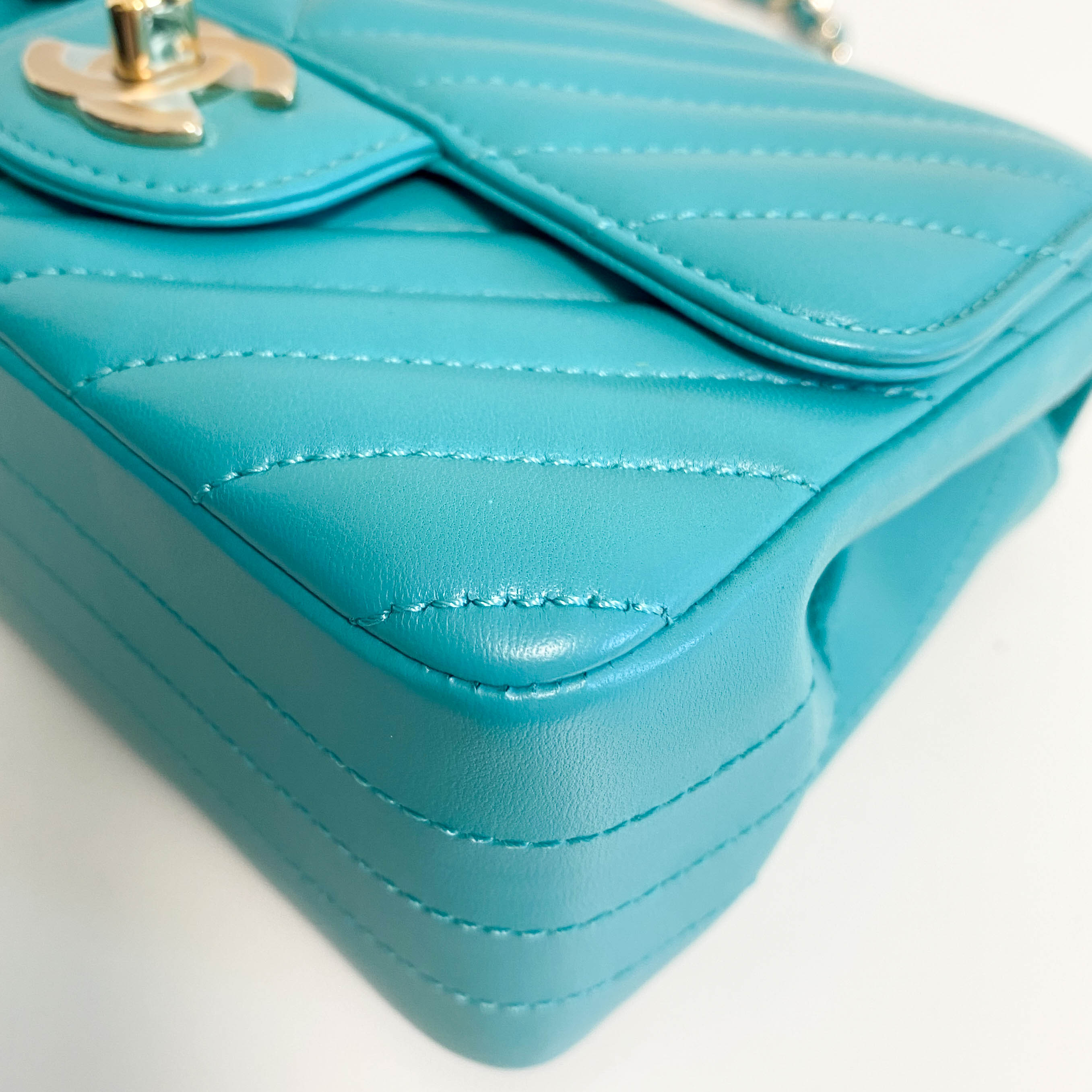 Chevron Classic Mini Rectangular Single Flap Turquoise Shouler Bag