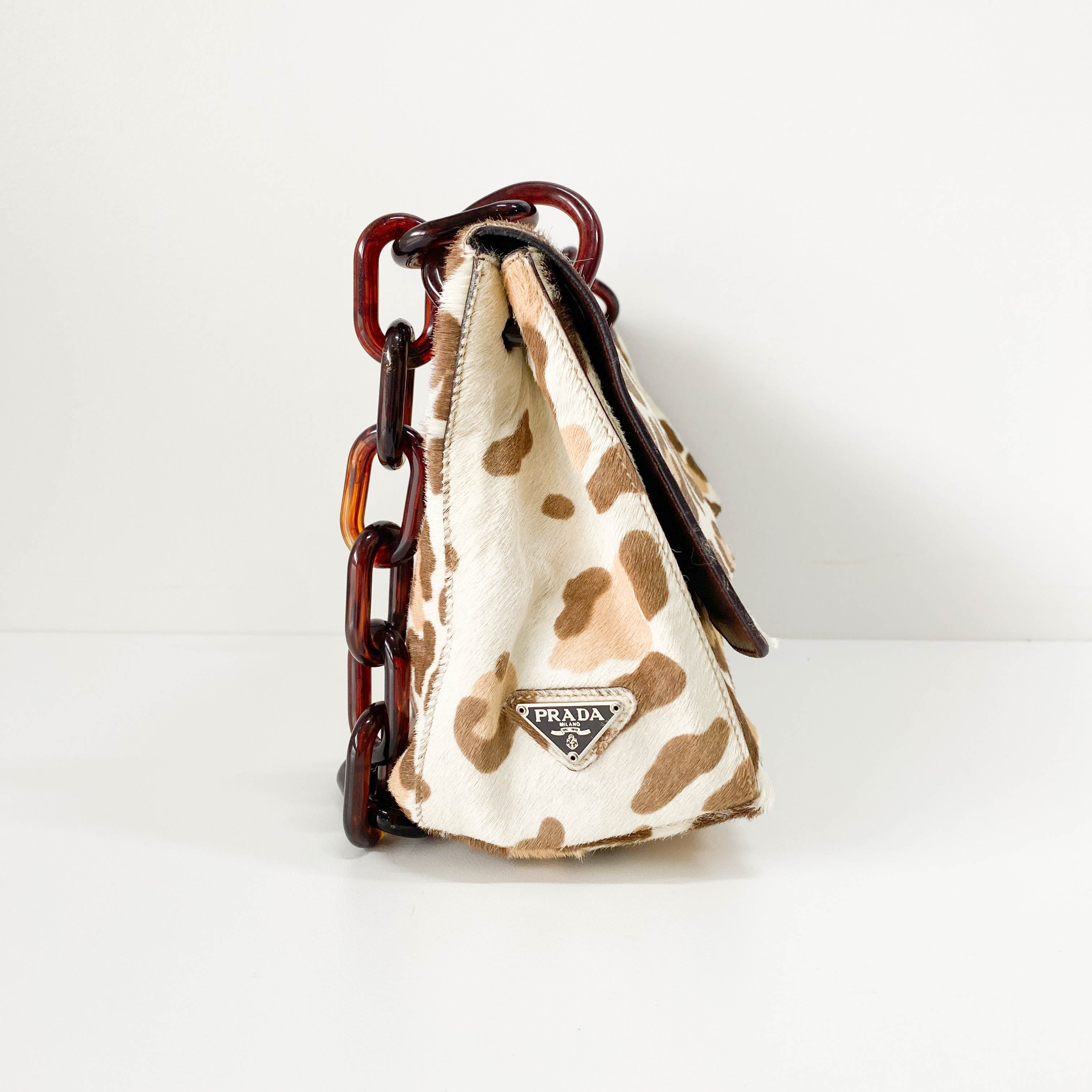 Leopard Print Pony Hair Chain Shoulder Bag