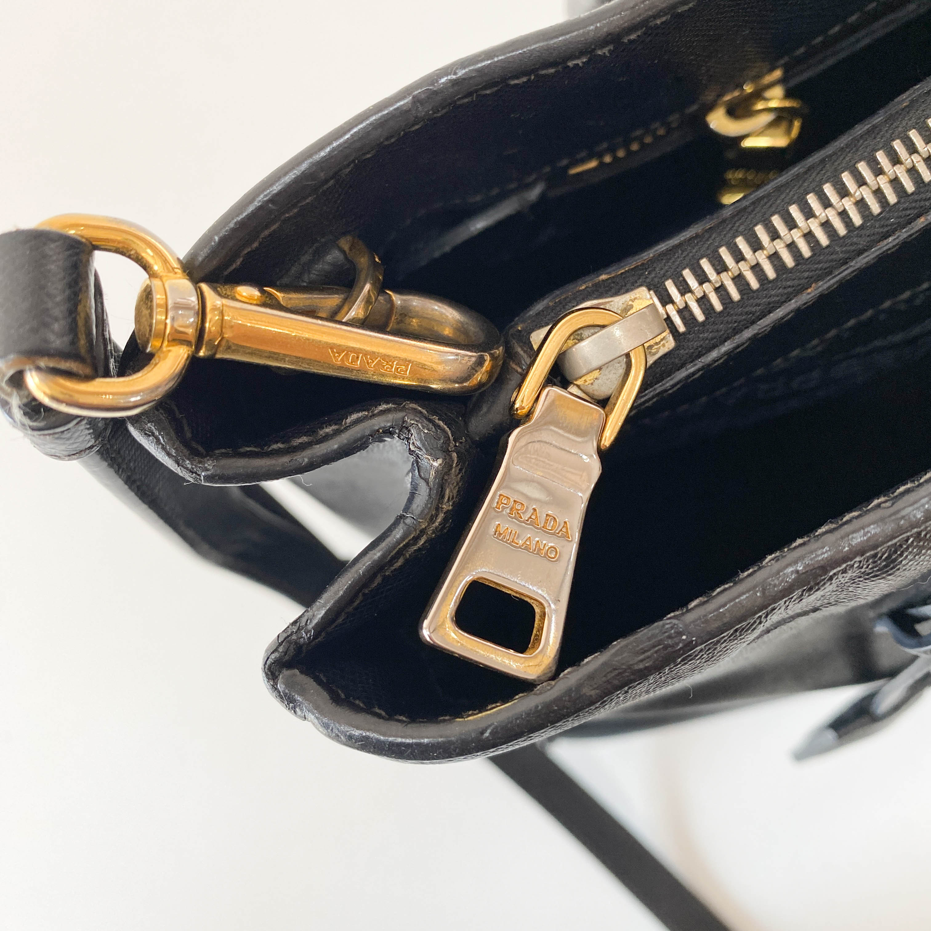 Galleria Black Leather Top Handle Bag