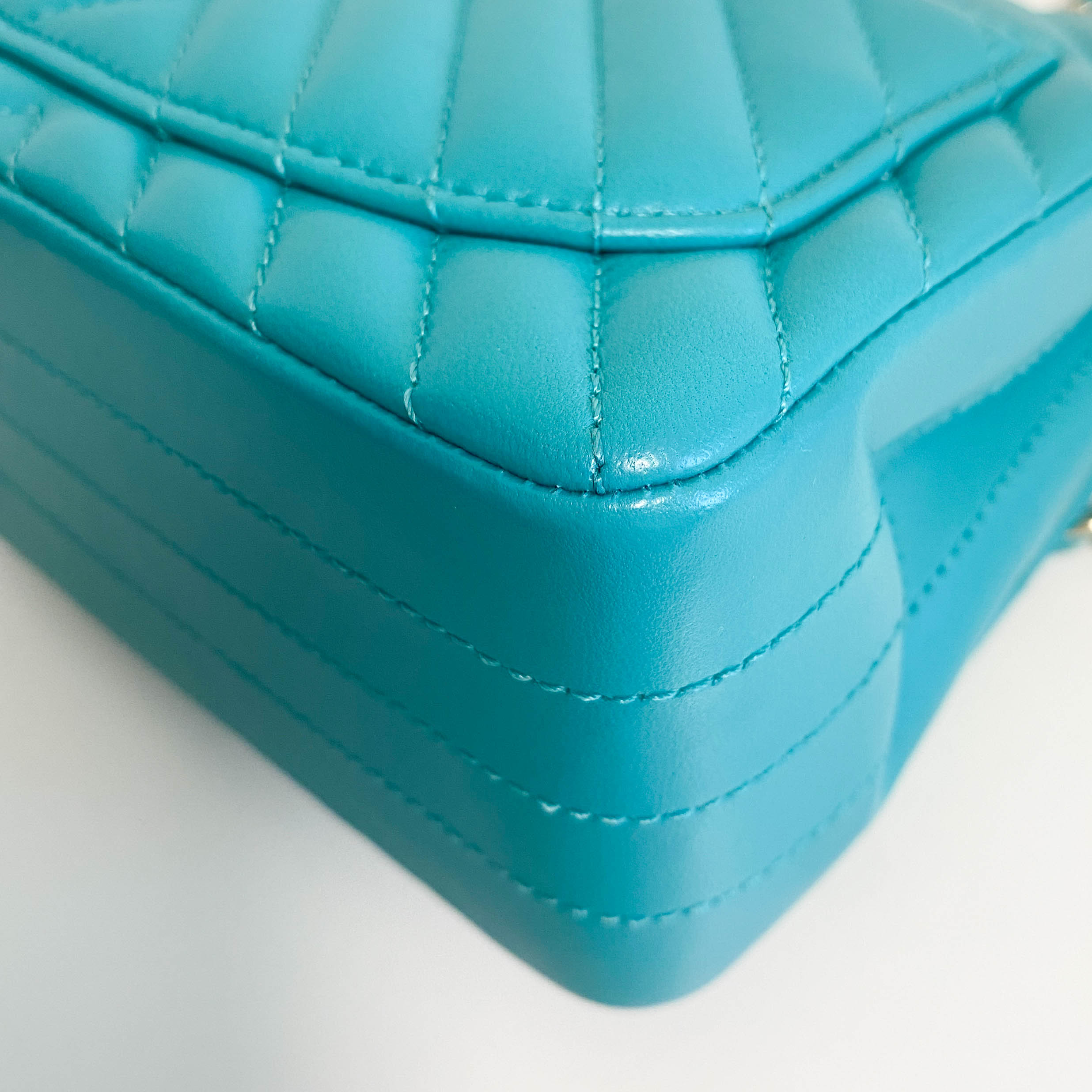 Chevron Classic Mini Rectangular Single Flap Turquoise Shouler Bag