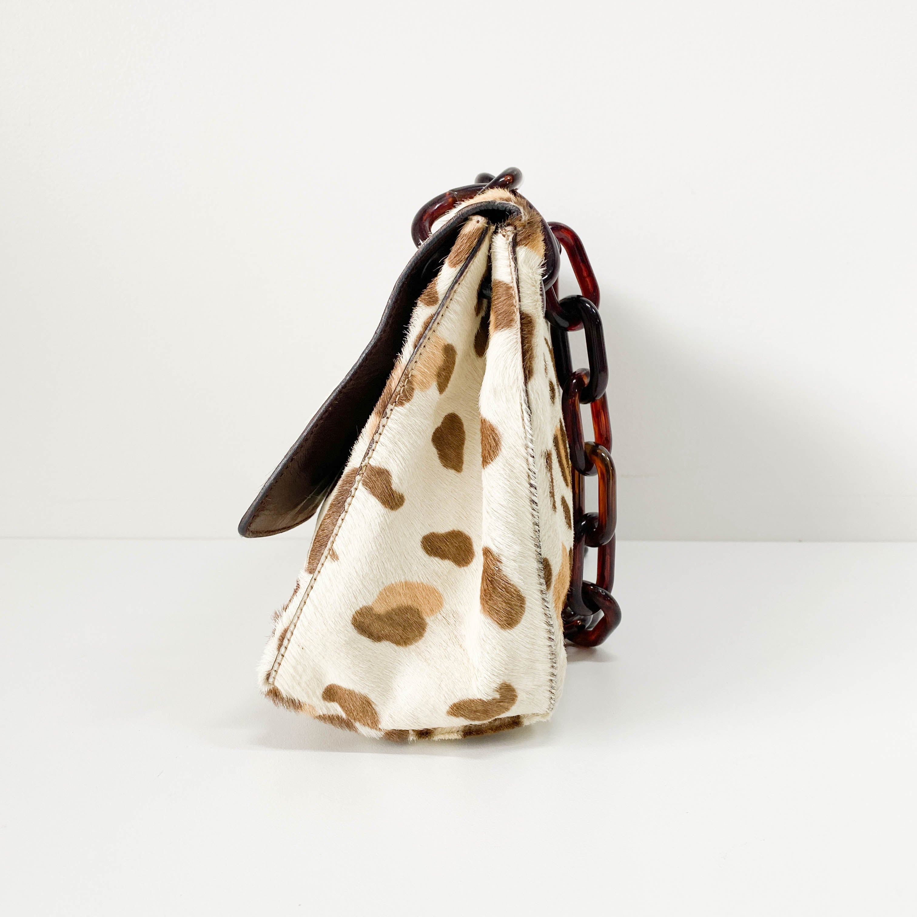 Leopard Print Pony Hair Chain Shoulder Bag