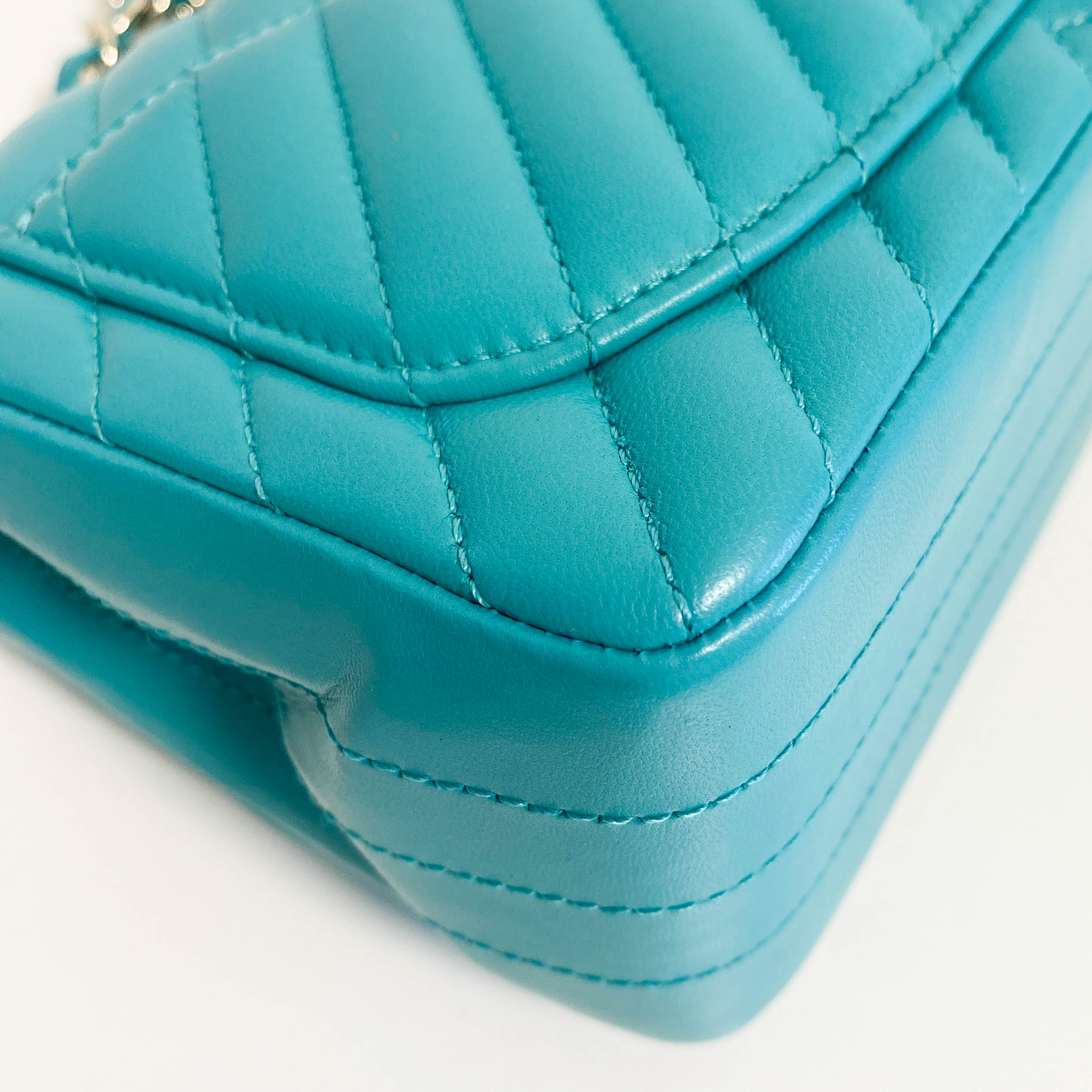 Chevron Classic Mini Rectangular Single Flap Turquoise Shouler Bag