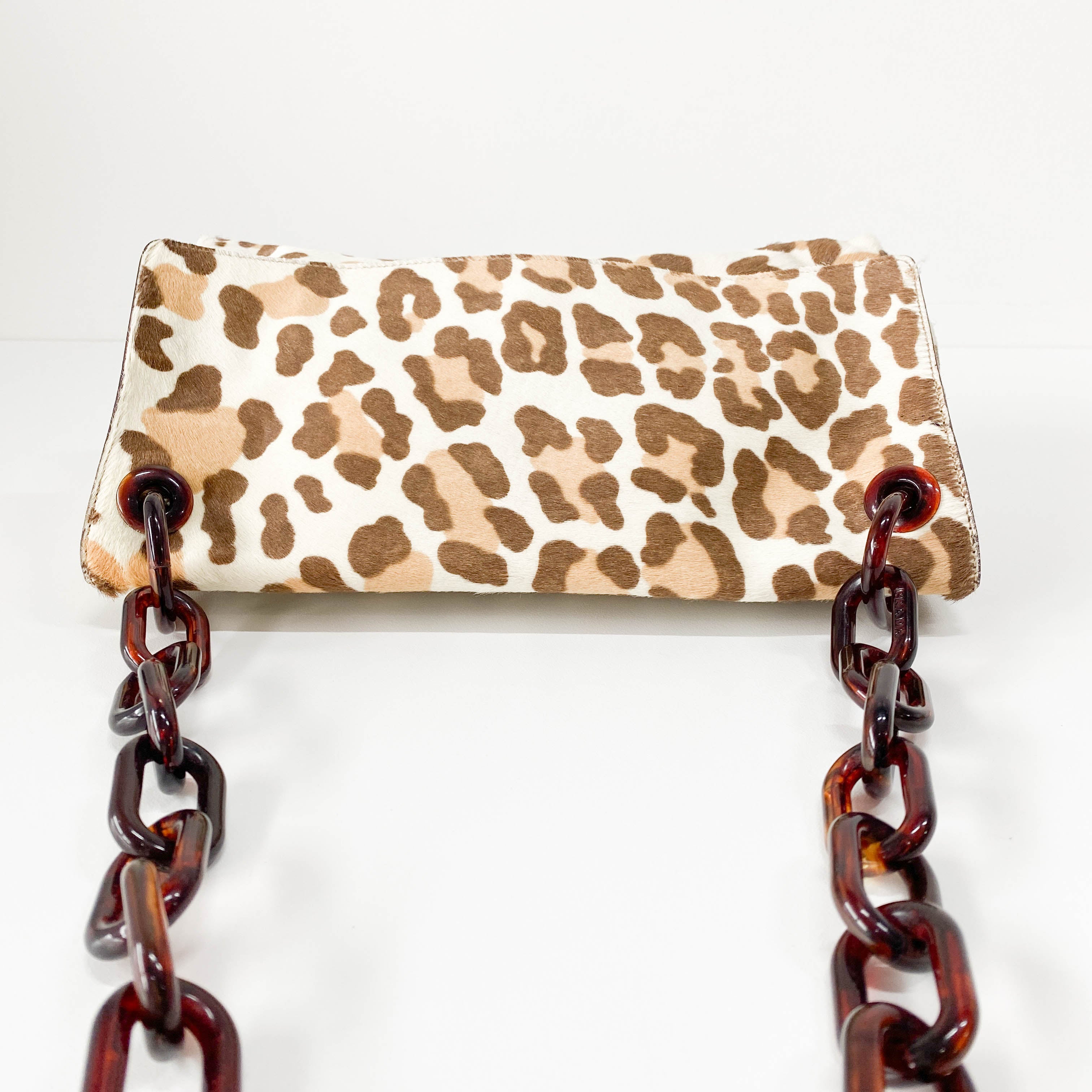 Leopard Print Pony Hair Chain Shoulder Bag
