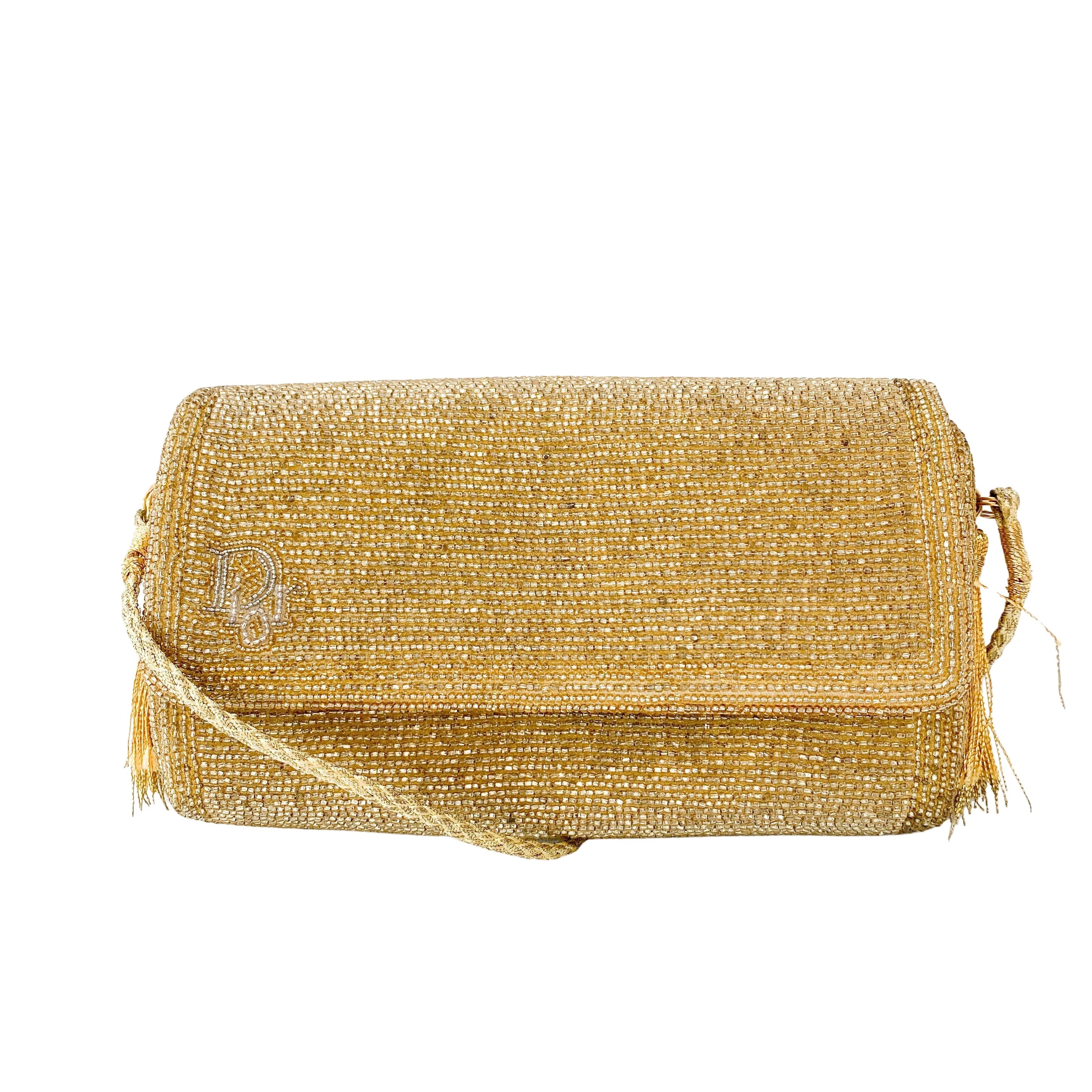 Vintage Gold Beaded Shoulder Bag