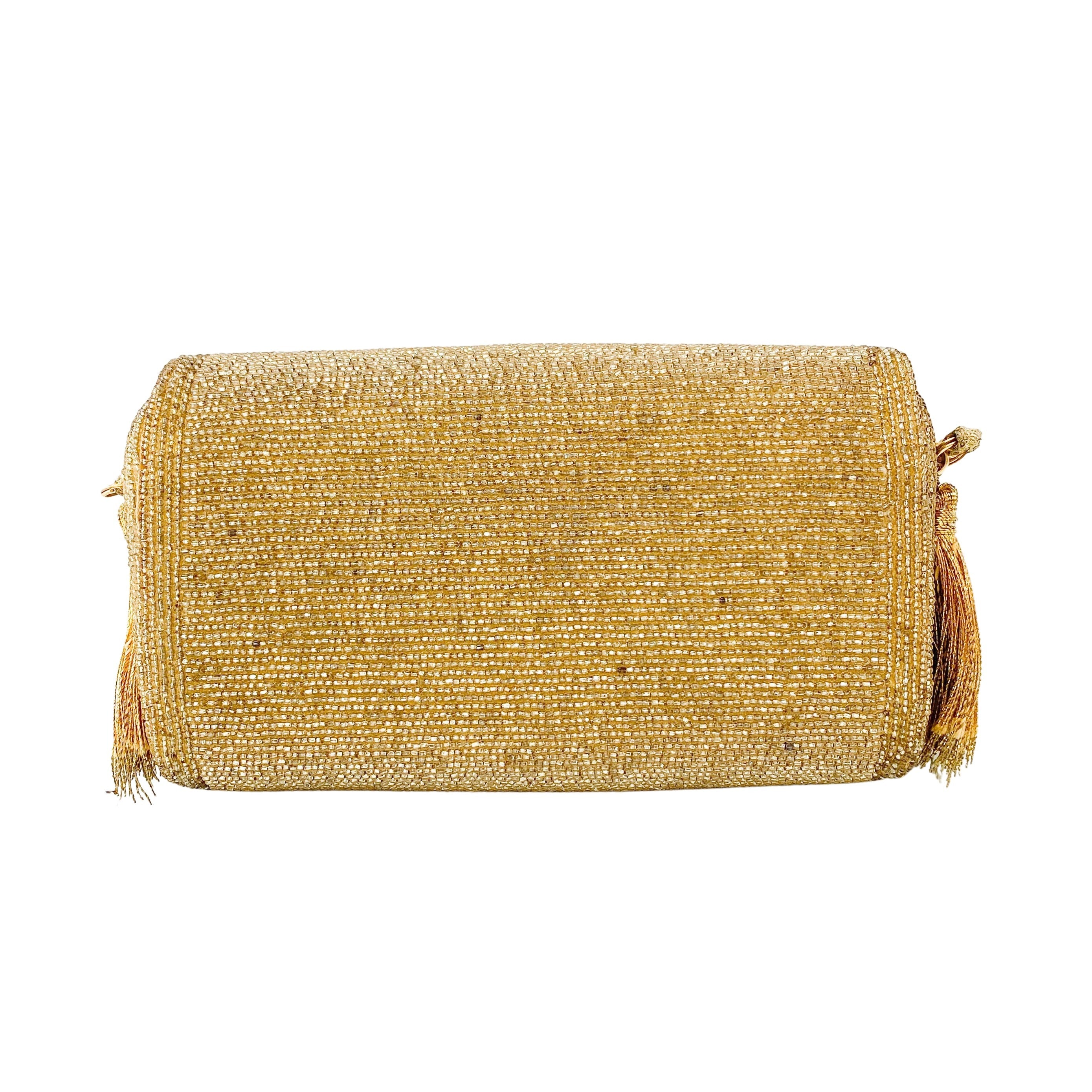 Vintage Gold Beaded Shoulder Bag