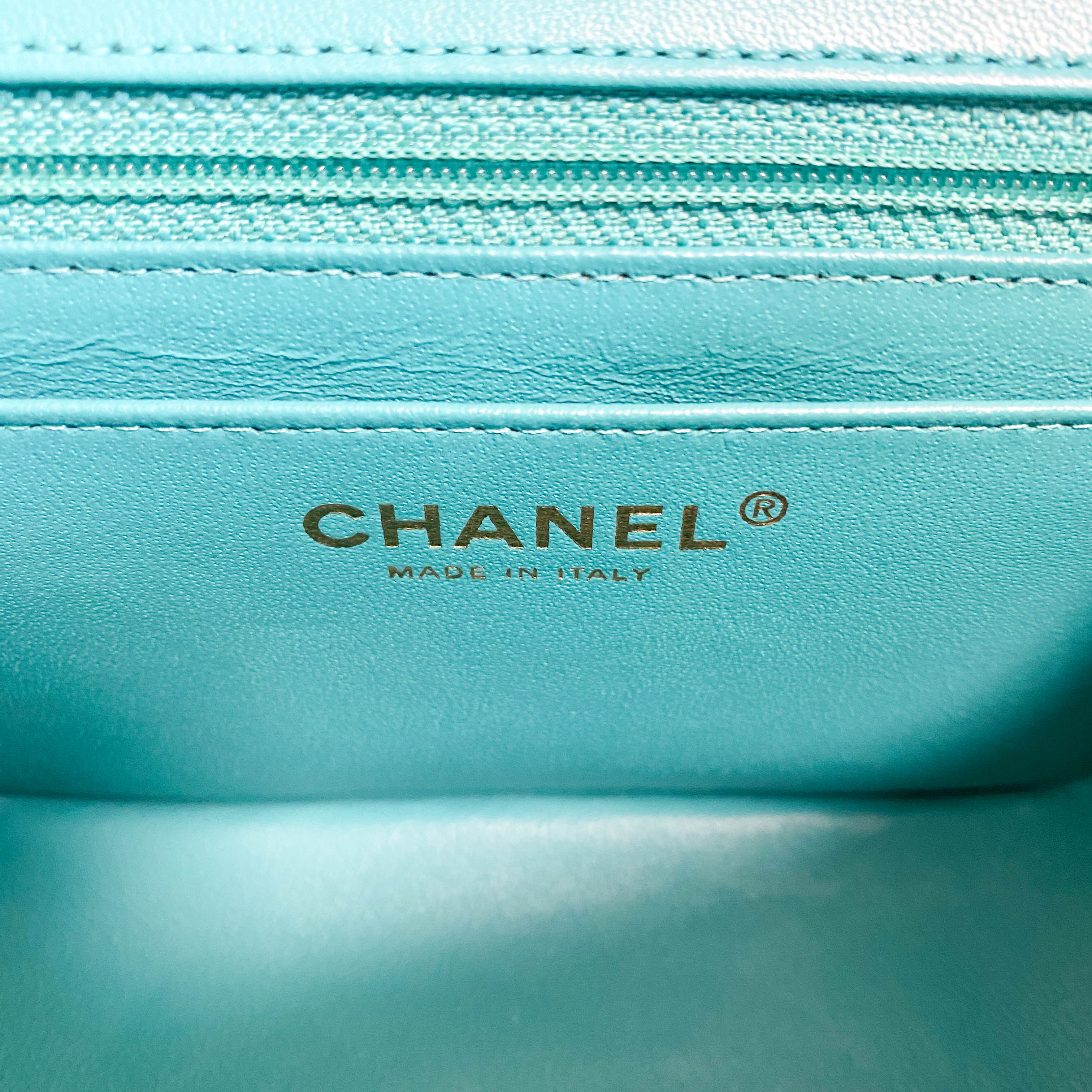 Chevron Classic Mini Rectangular Single Flap Turquoise Shouler Bag