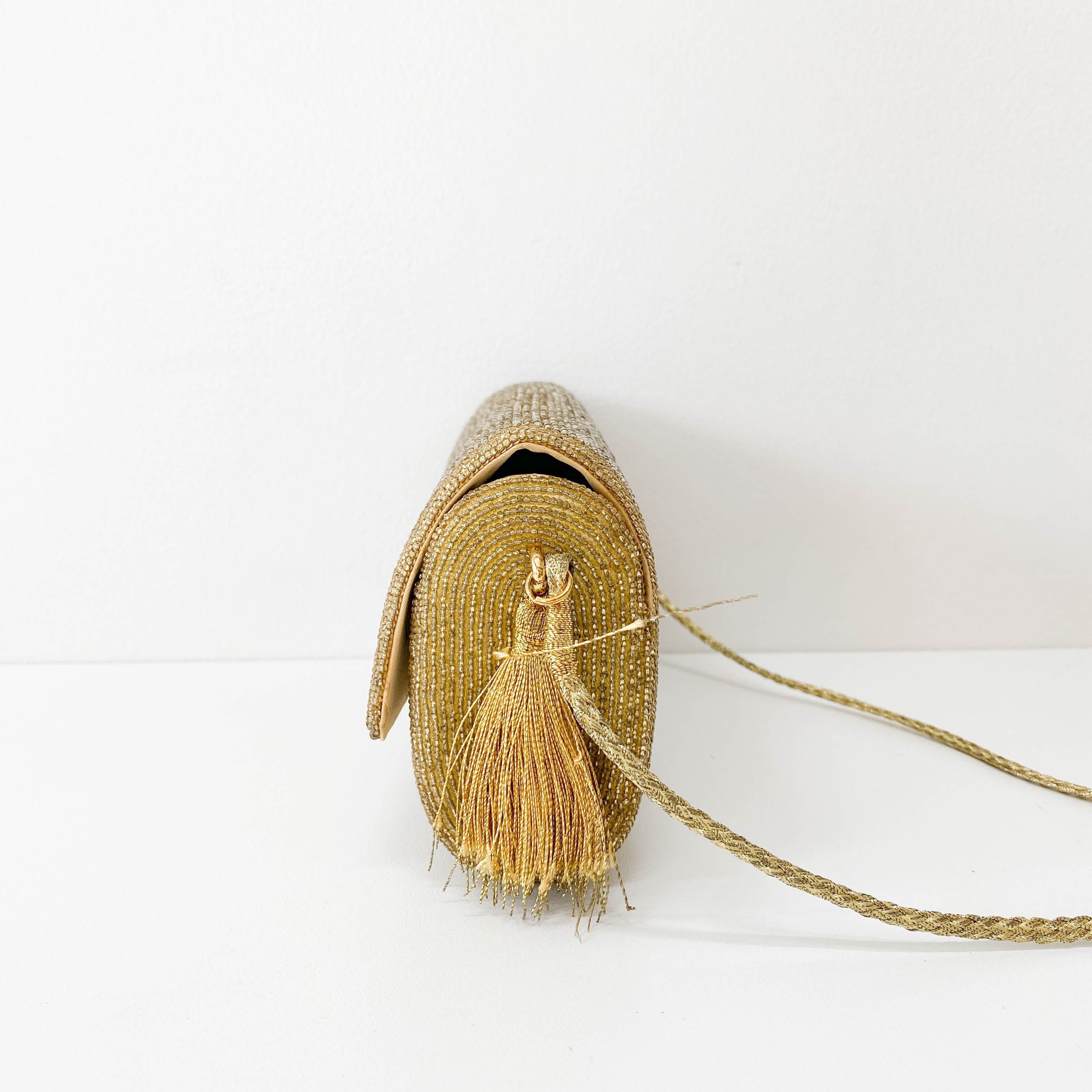 Vintage Gold Beaded Shoulder Bag